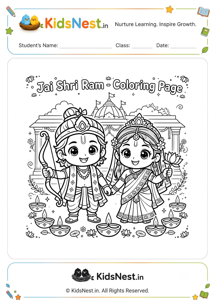 Jai Shri Ram Coloring Page for Kids | Printable PDF