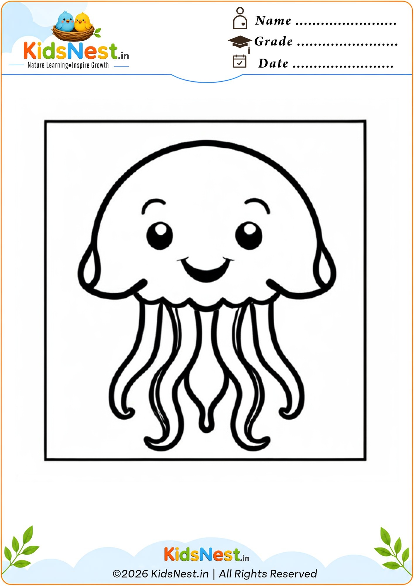 Jellyfish Coloring Worksheet