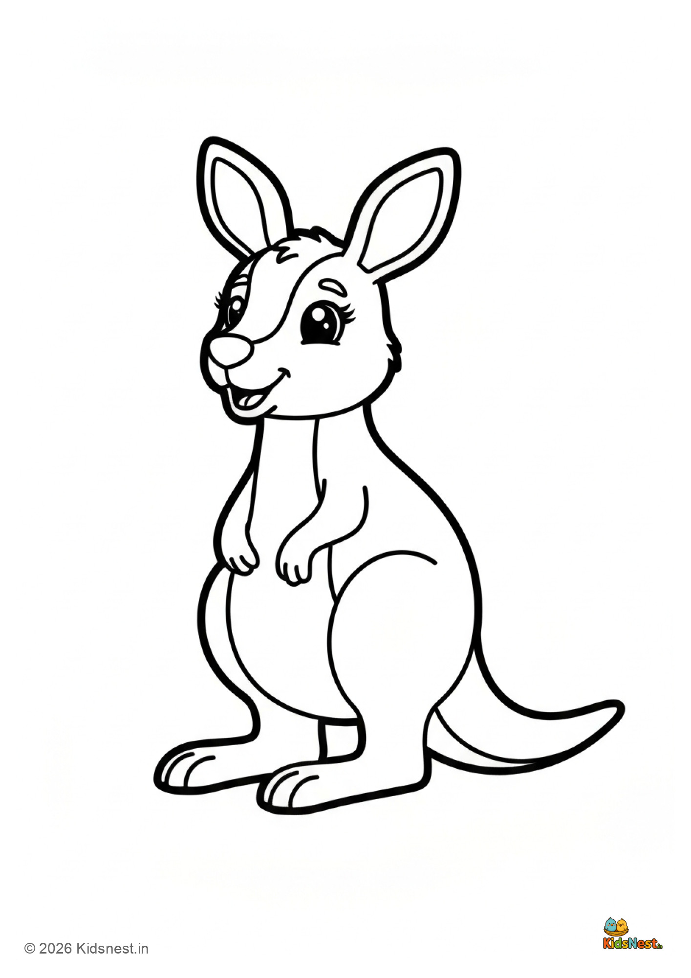 K for Kangaroo Coloring Page | Free Printable for Kids