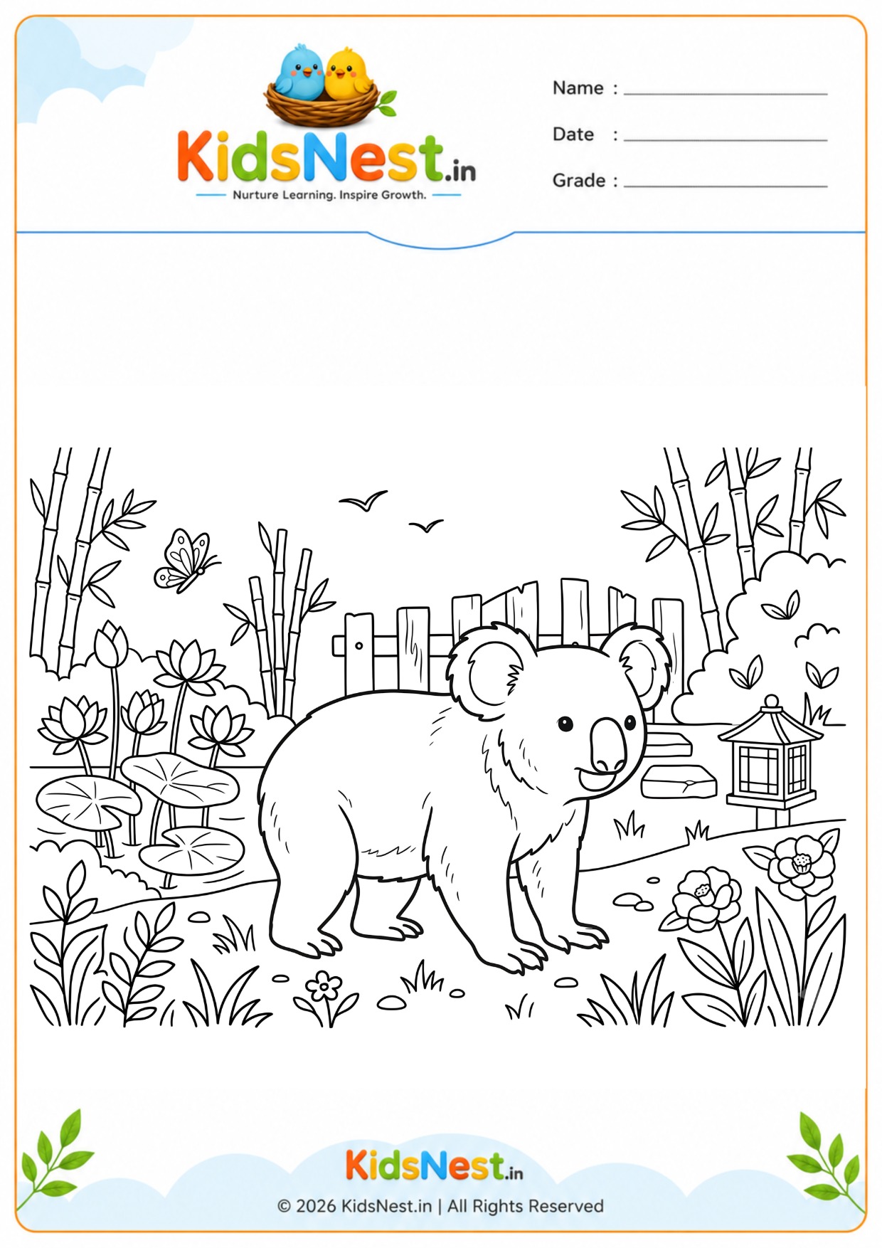 Koala Habitat Coloring Worksheet for Kids | Printable PDF