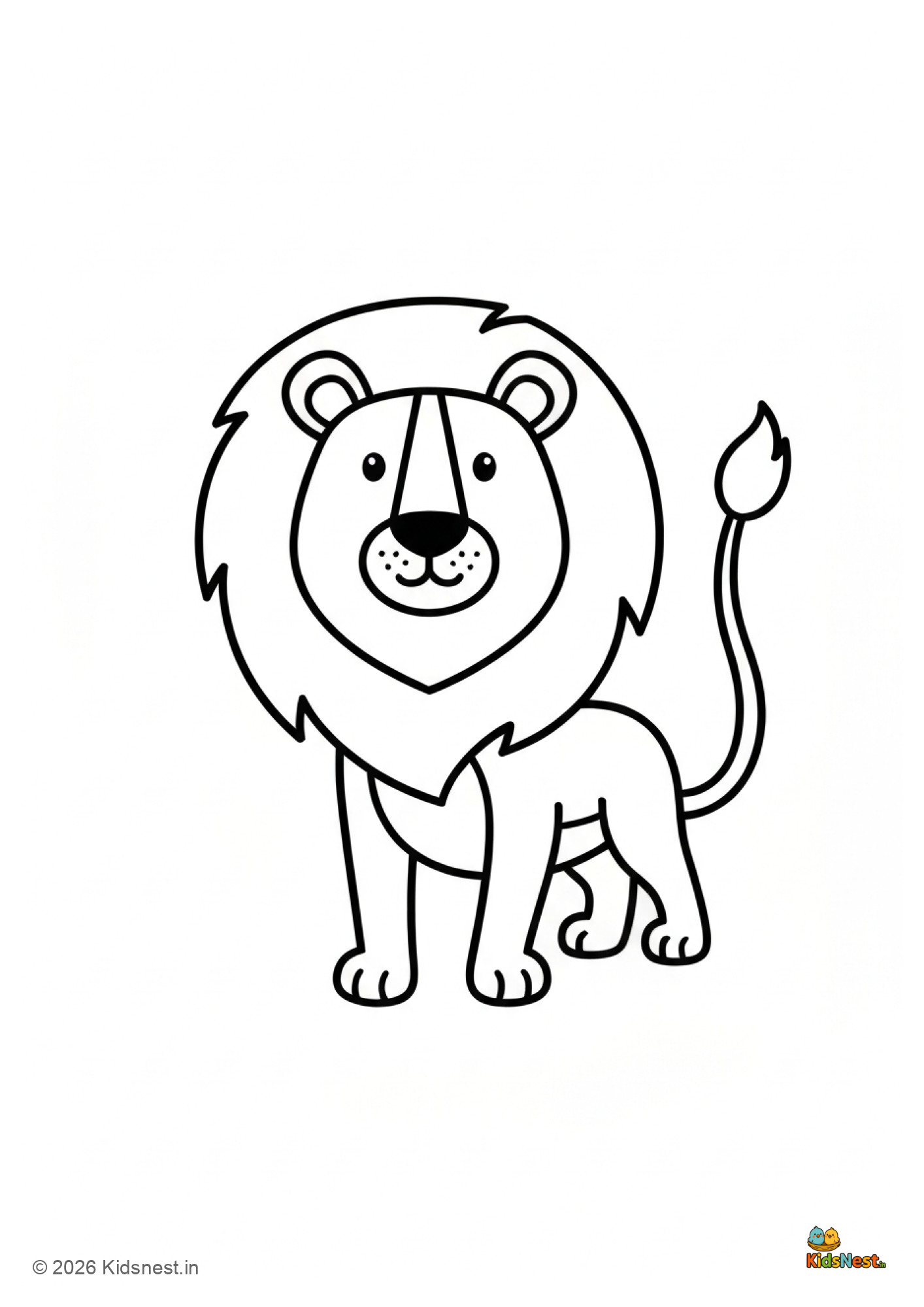 L for Lion Colouring Page | Printable Alphabet Worksheet for Kids