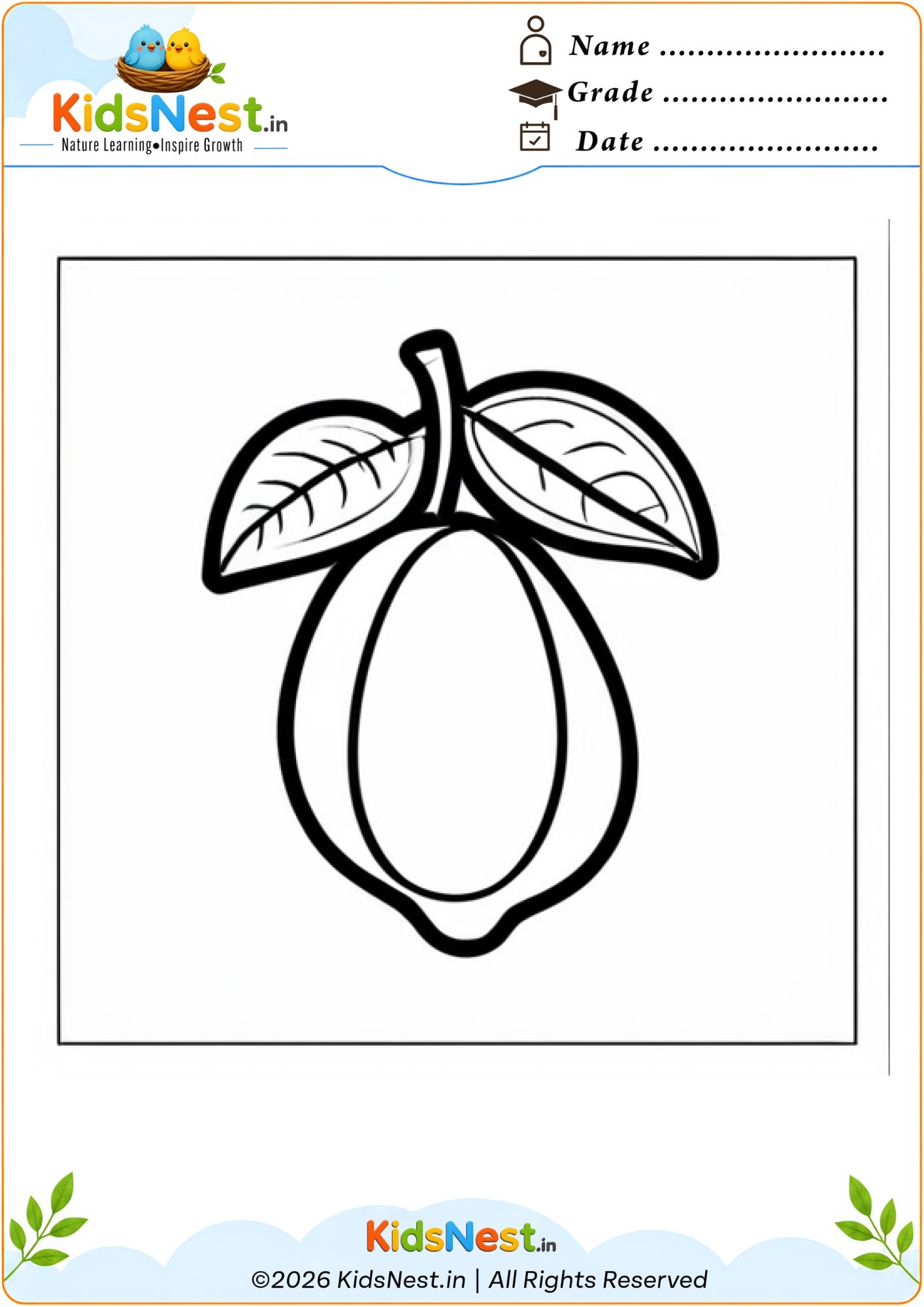 Free Printable Lemon Coloring Worksheet for Kids | Fun Learning