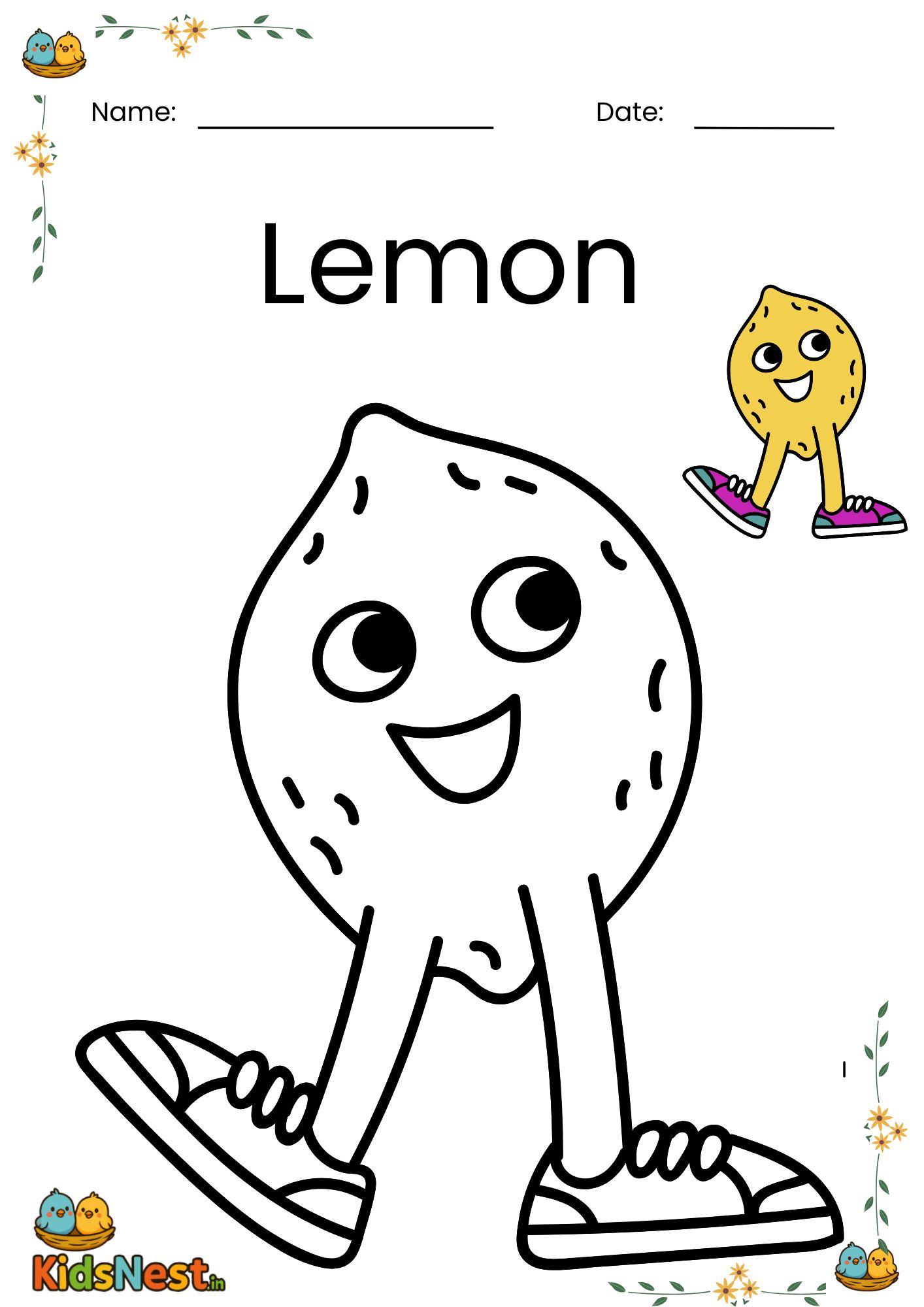 Free Lemon Colouring Page for Kids | Printable Activity