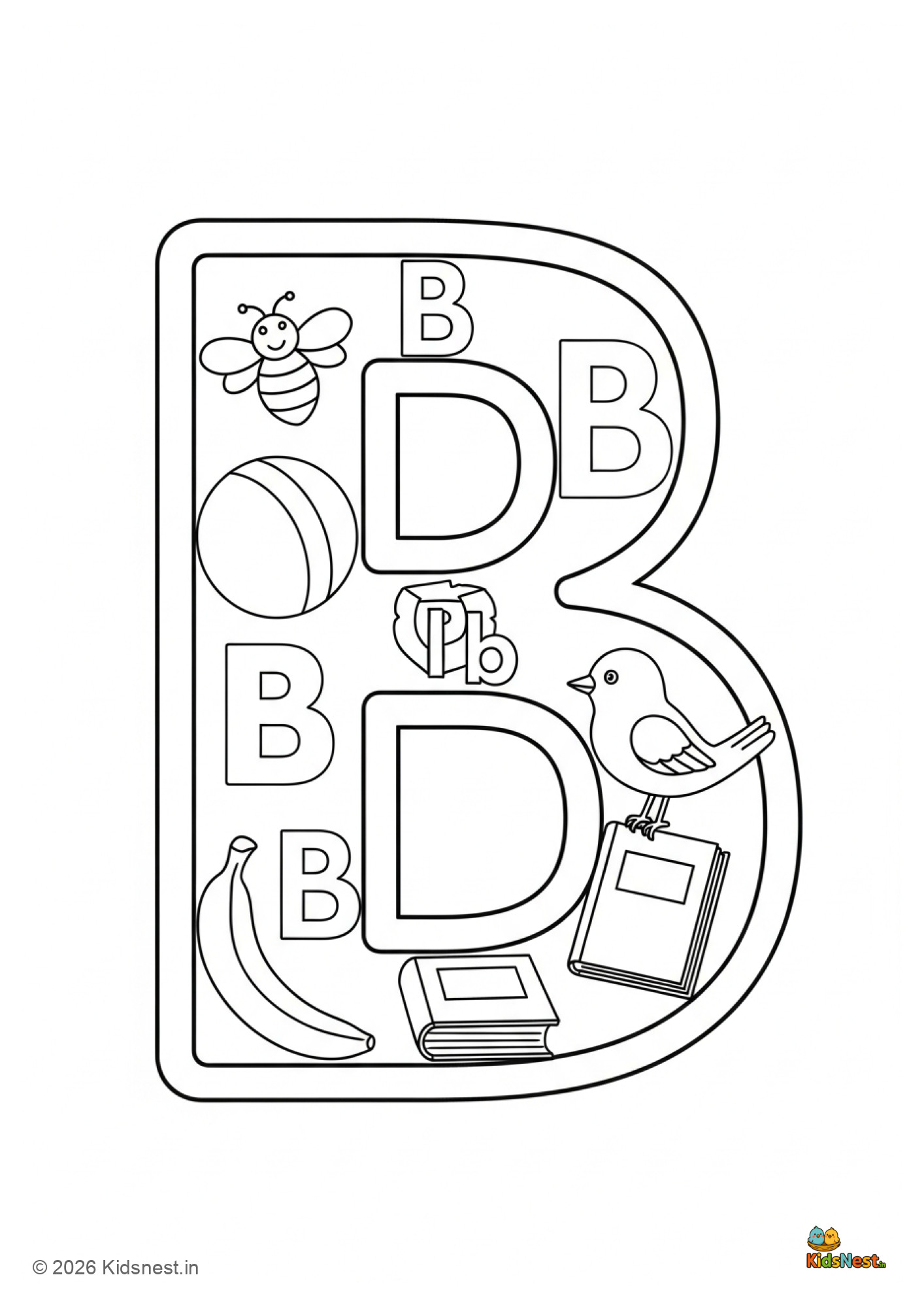 Letter B Coloring Page | Printable Alphabet Worksheets for Kids