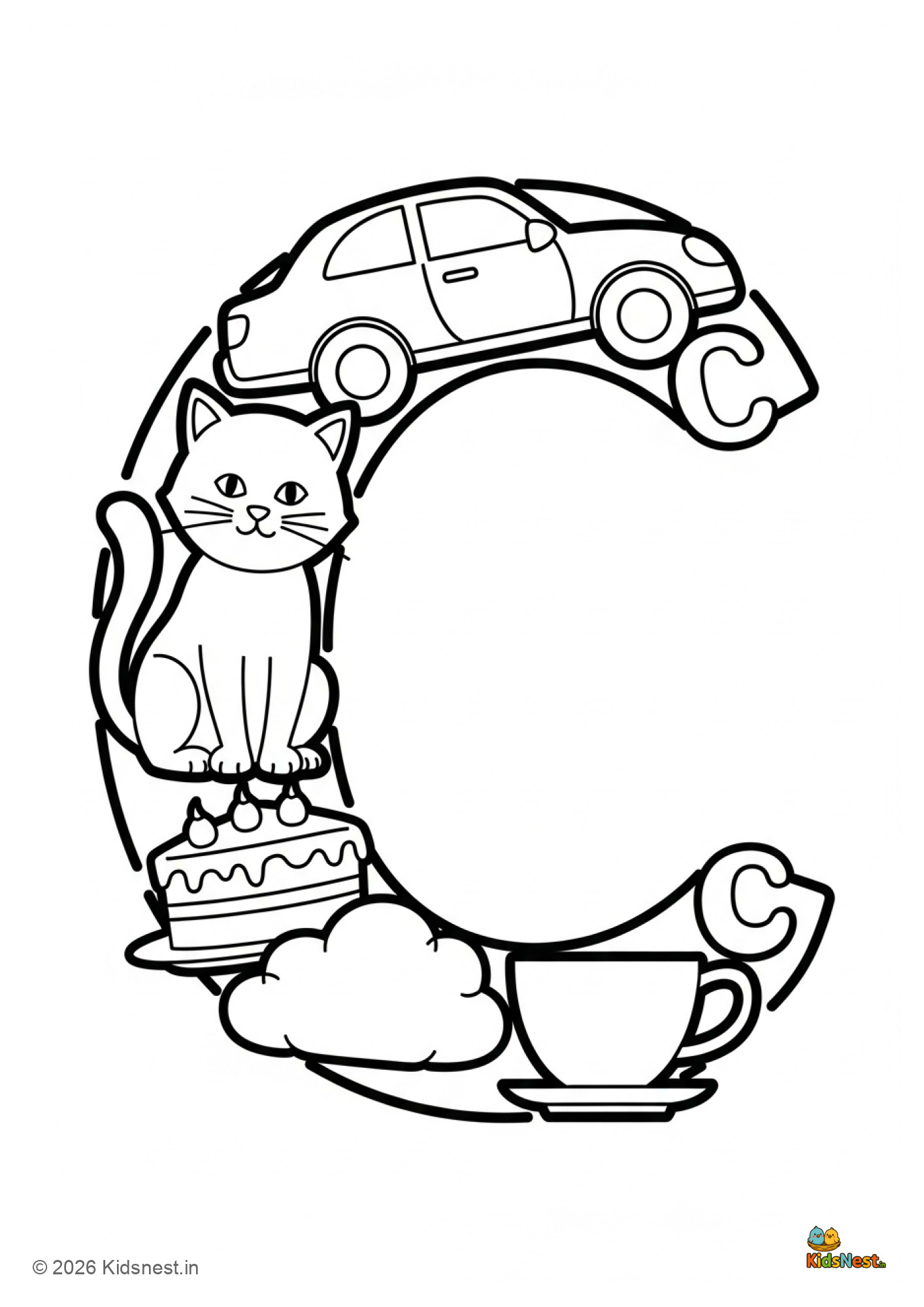 Letter C Coloring Page for Kids | Printable Alphabet Worksheet