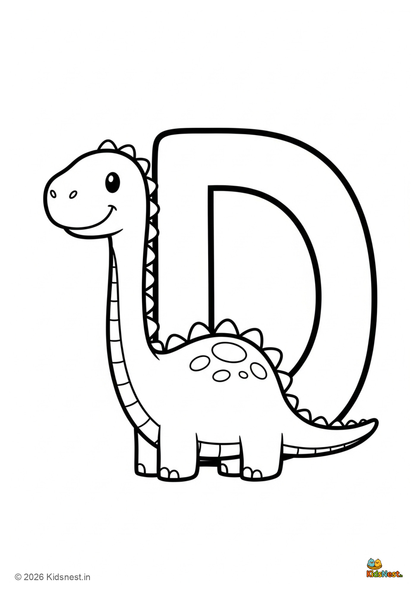 Letter D Coloring Page | Printable Worksheet for Kids