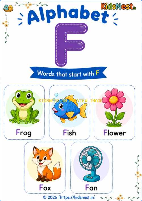 Letter F Vocabulary Chart for Kids | Free Printable Worksheet