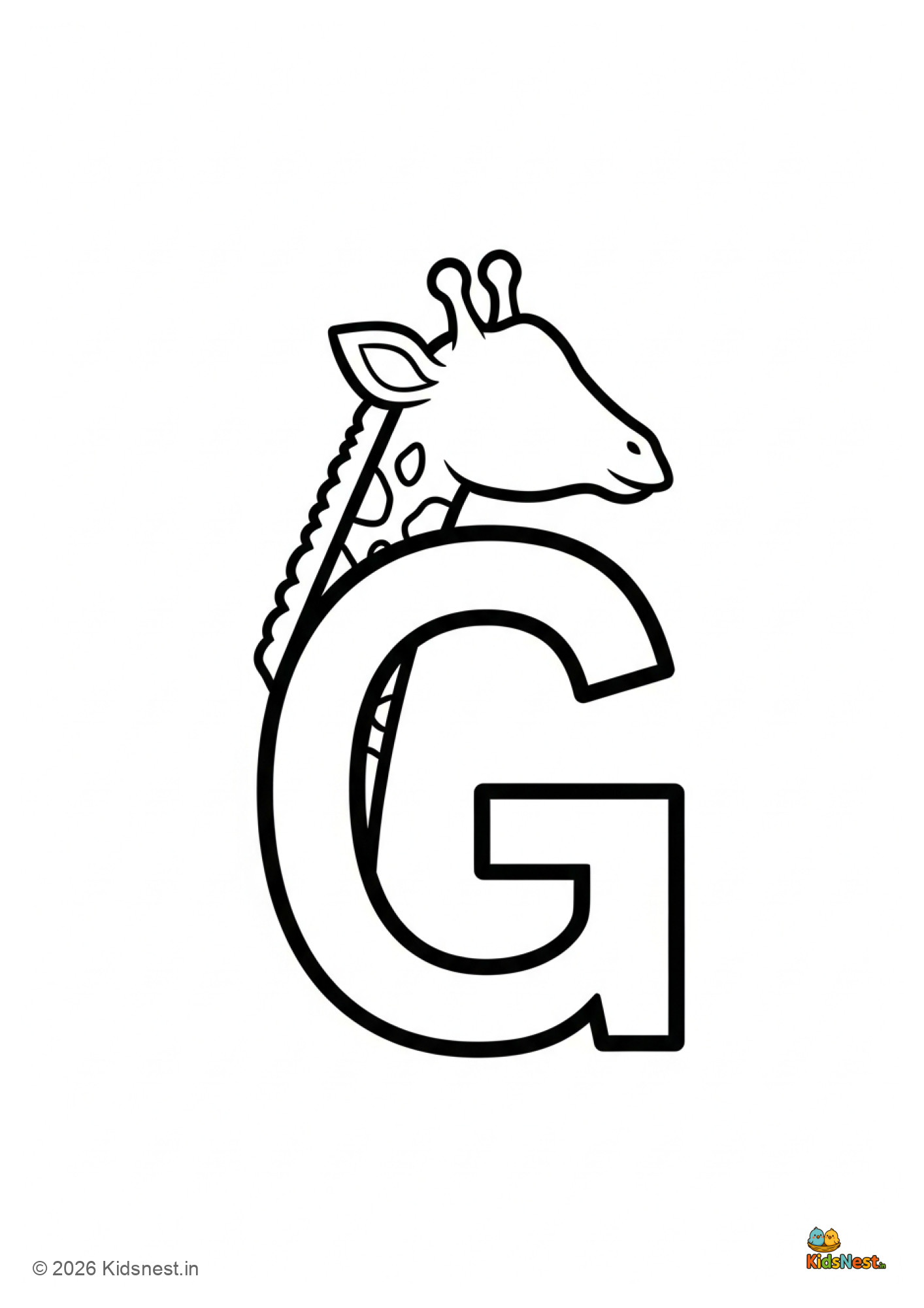 Letter G Coloring Page: Printable Educational Activity for Kids