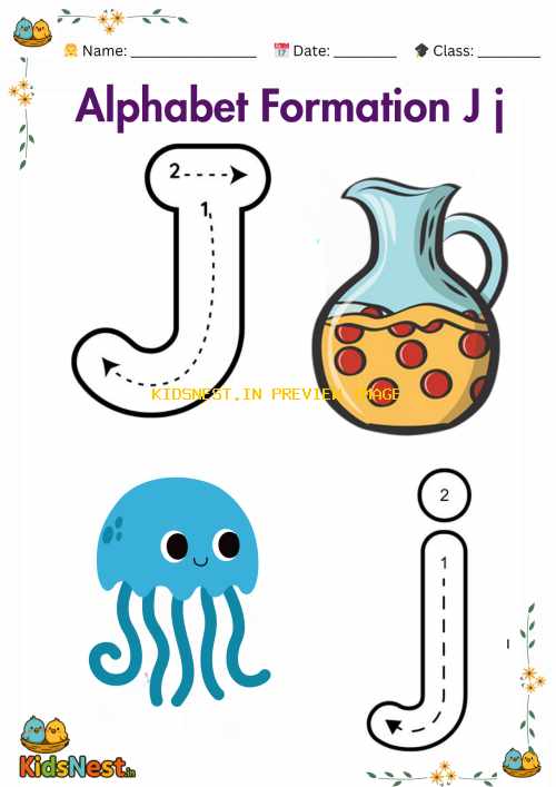 Letter J Worksheet for Preschool & Kindergarten | Printable