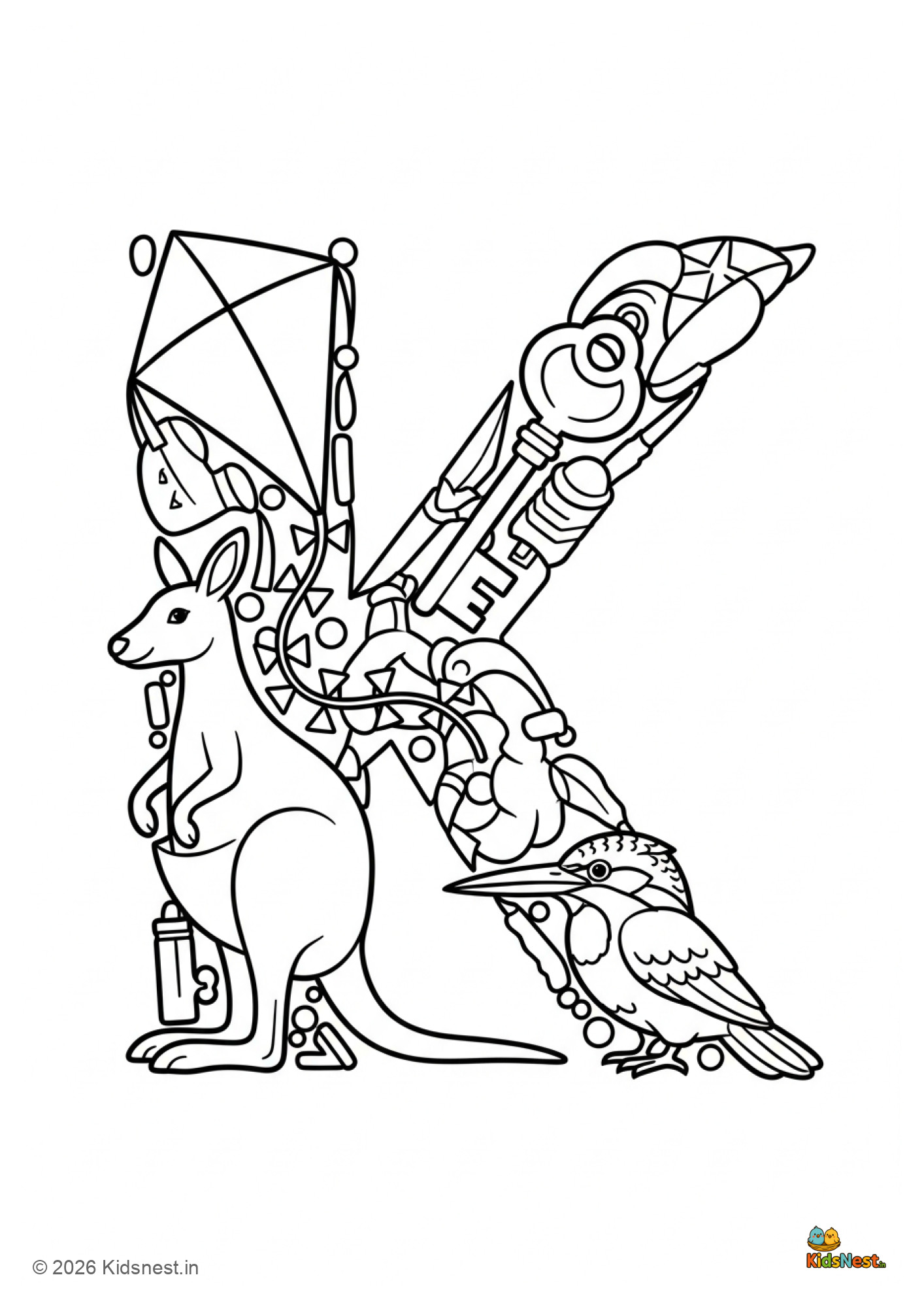 Letter K Coloring Page | Printable Alphabet Worksheet for Kids