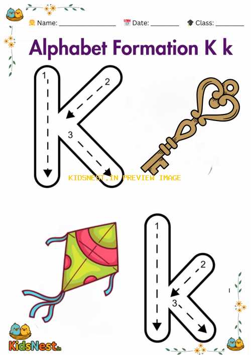 Letter K Formation Worksheet | Printable for Kids