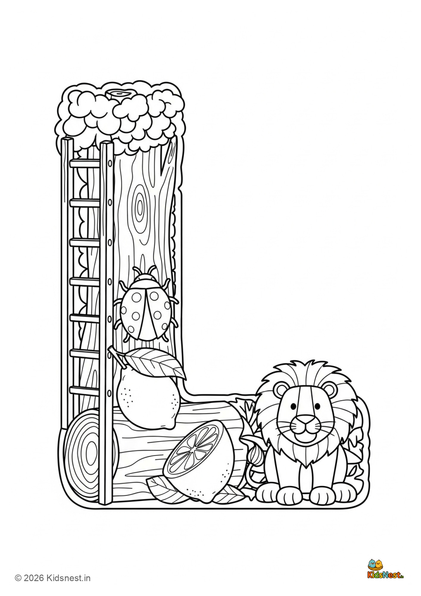 Letter L Coloring Page: Printable Educational Activity for Kids