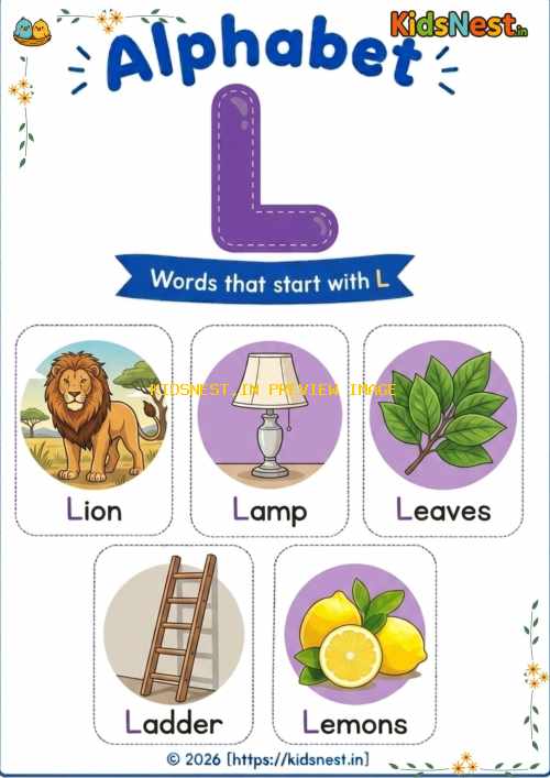Letter L Vocabulary Chart | Printable Alphabet Learning Sheet