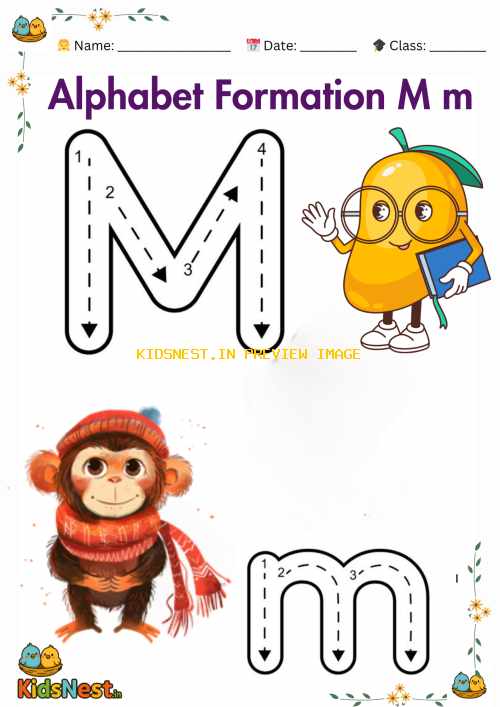Letter M Worksheet: Printable Tracing & Formation for Kids