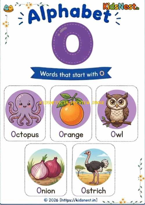 Letter O Vocabulary Chart for Kids | Free Printable Worksheet