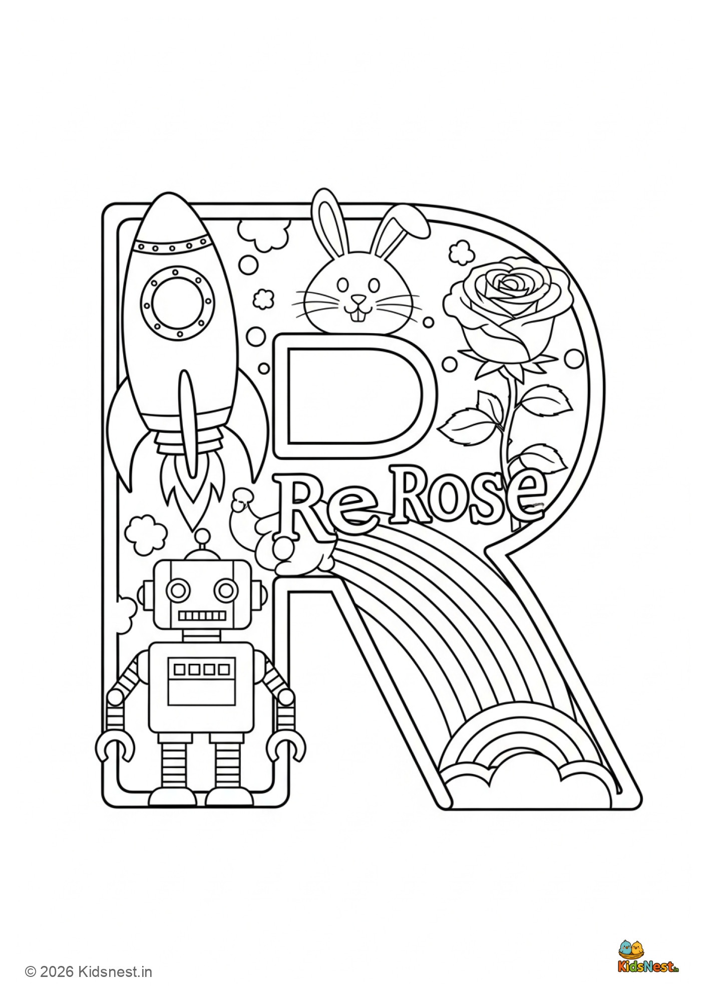 Letter R Coloring Page | Printable Alphabet Worksheet for Kids