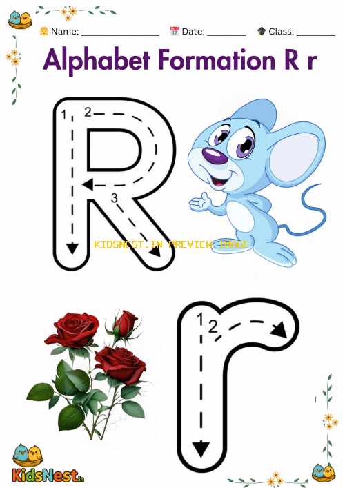 Letter R Formation Worksheet - Printable Kids Activity