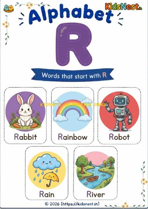 Letter R Vocabulary Chart for Kids | Printable Learning Sheet