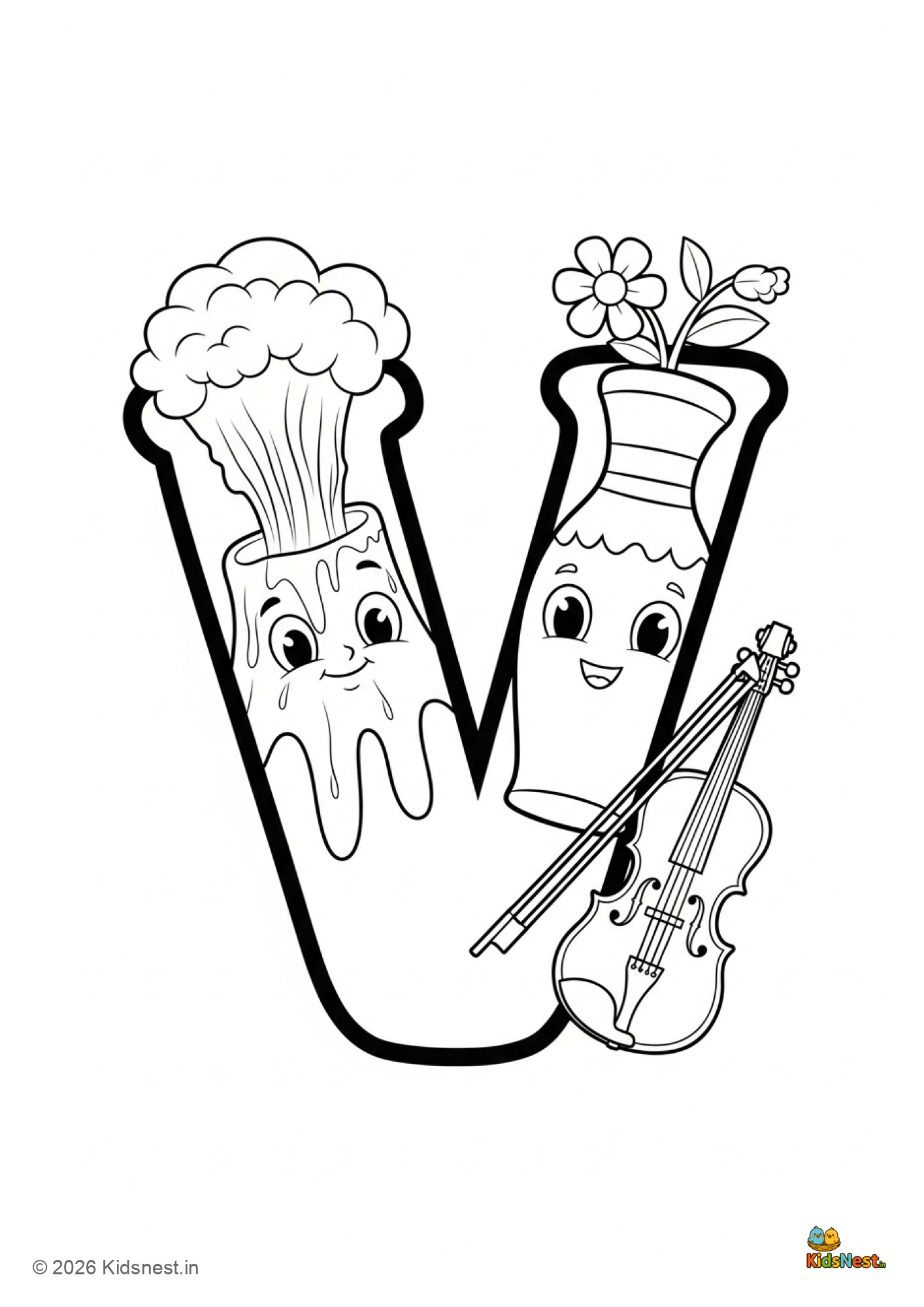 Letter V Coloring Page for Kids | Free Printable Worksheet