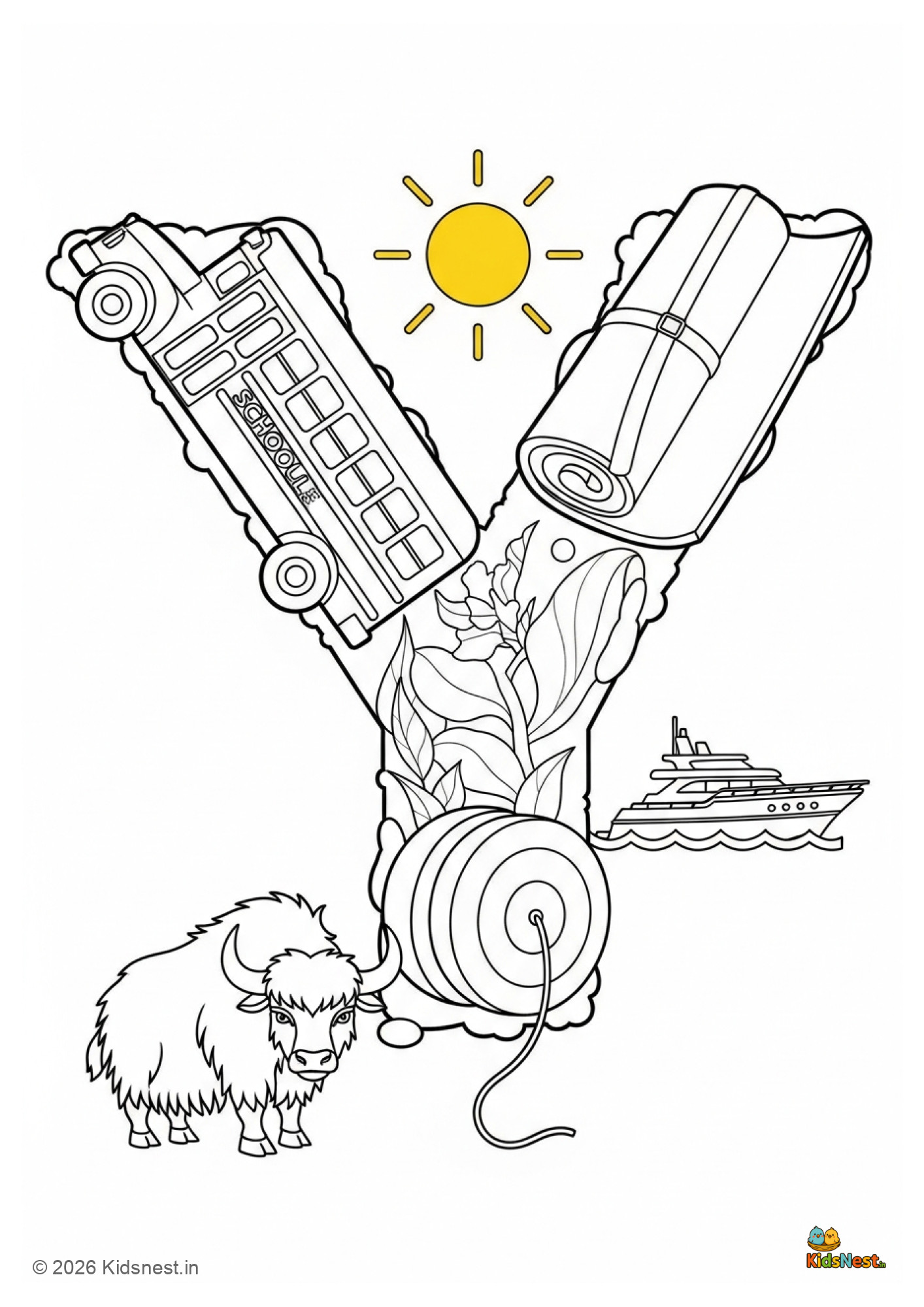 Letter Y Coloring Page for Kids | Printable Alphabet Worksheet