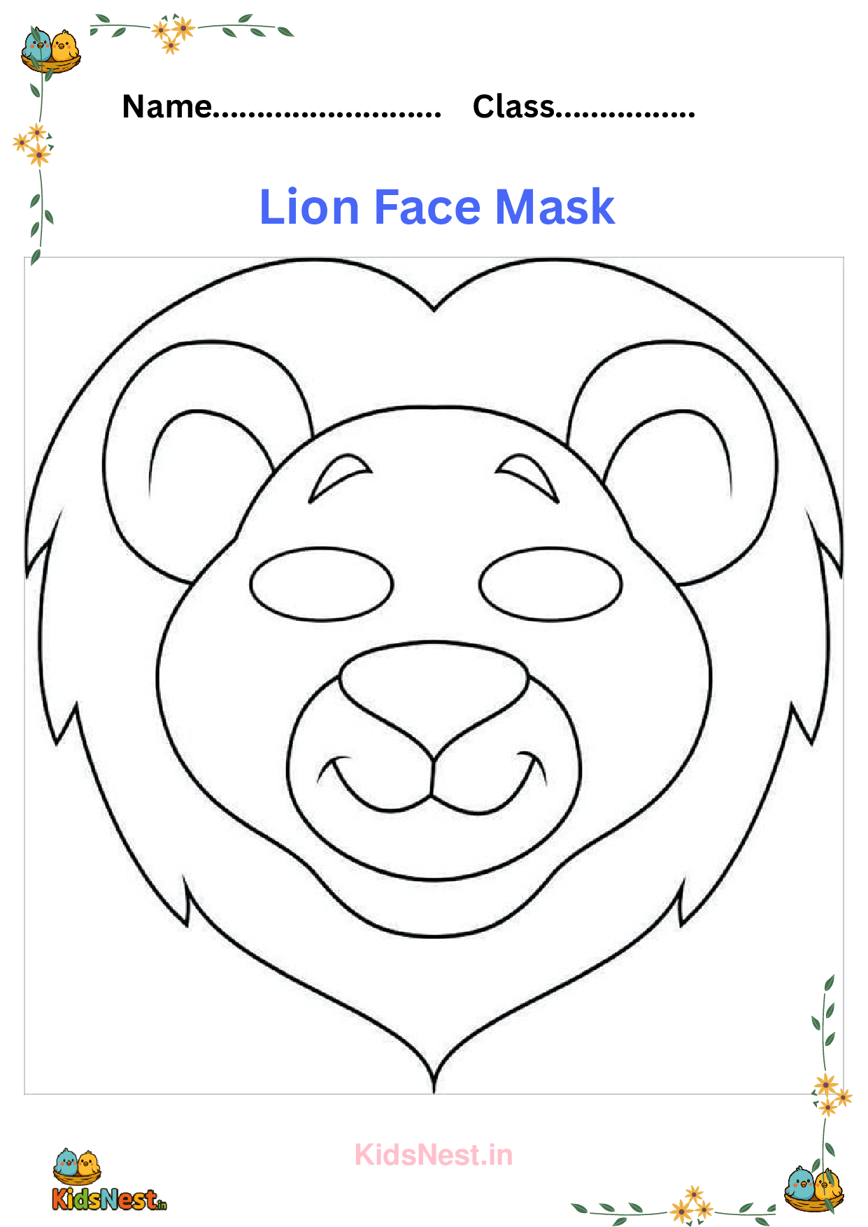 Lion Mask Craft for Kids - Printable Activity