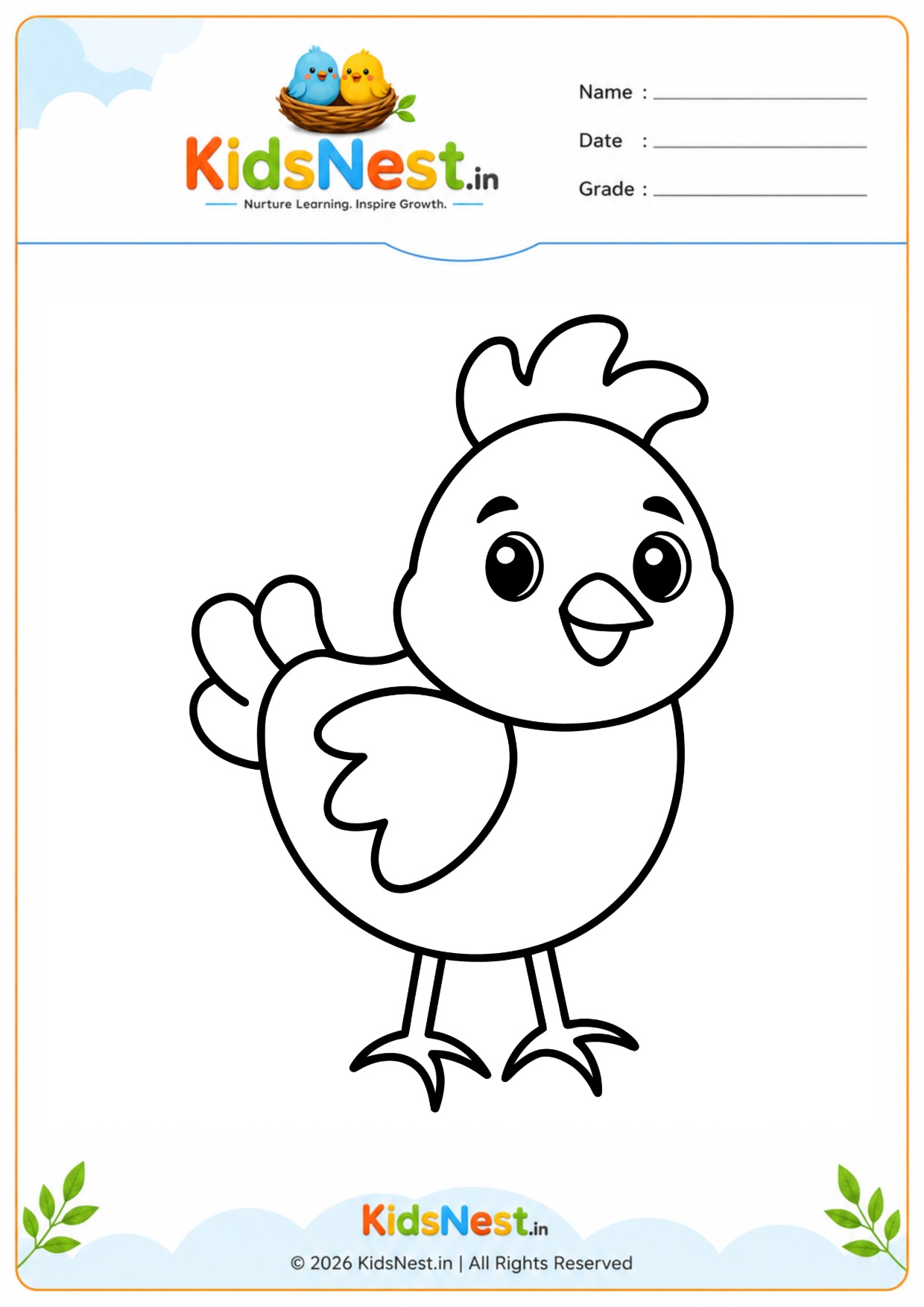 Printable Little Chick Coloring Page for Kids | Free PDF