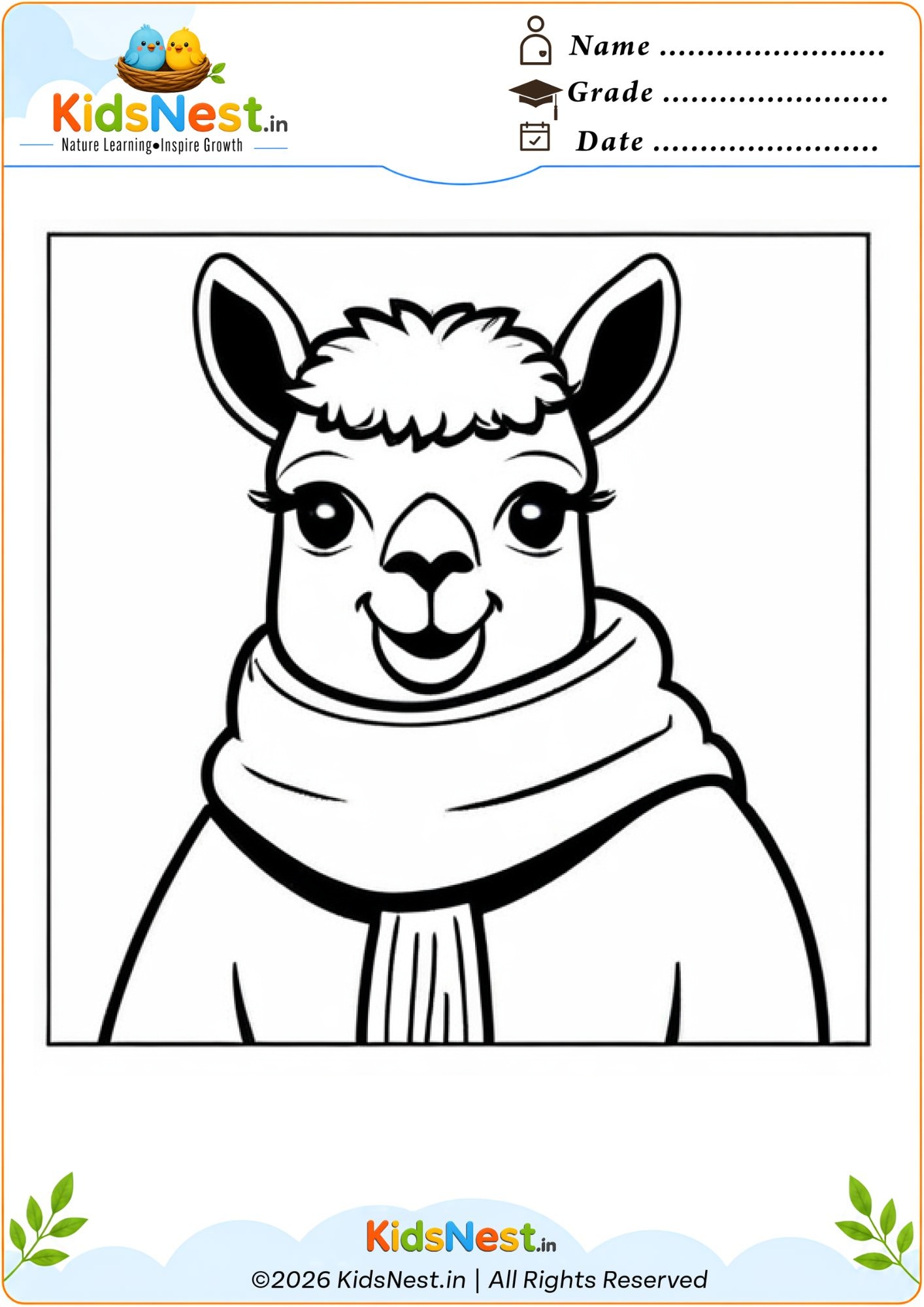 Free Printable Llama Coloring Worksheet for Kids | Fun Activity