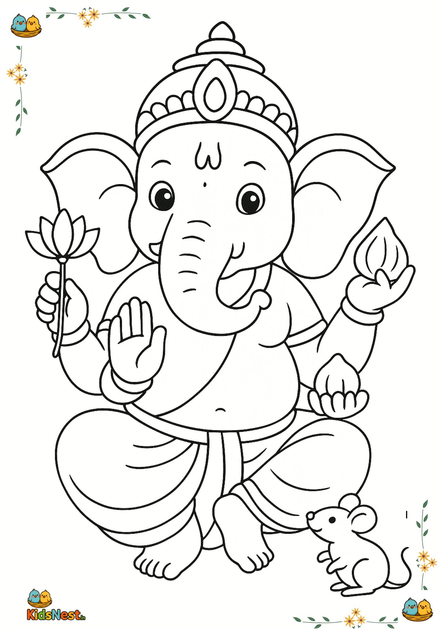 Lord Ganesha Coloring Page | Free Printable for Kids