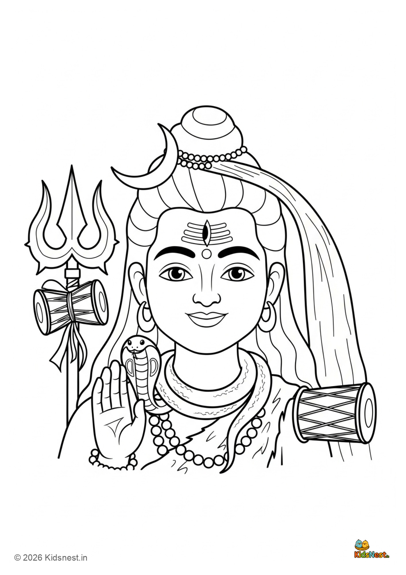 Lord Shiva Coloring Page for Kids | Free Printable Worksheet