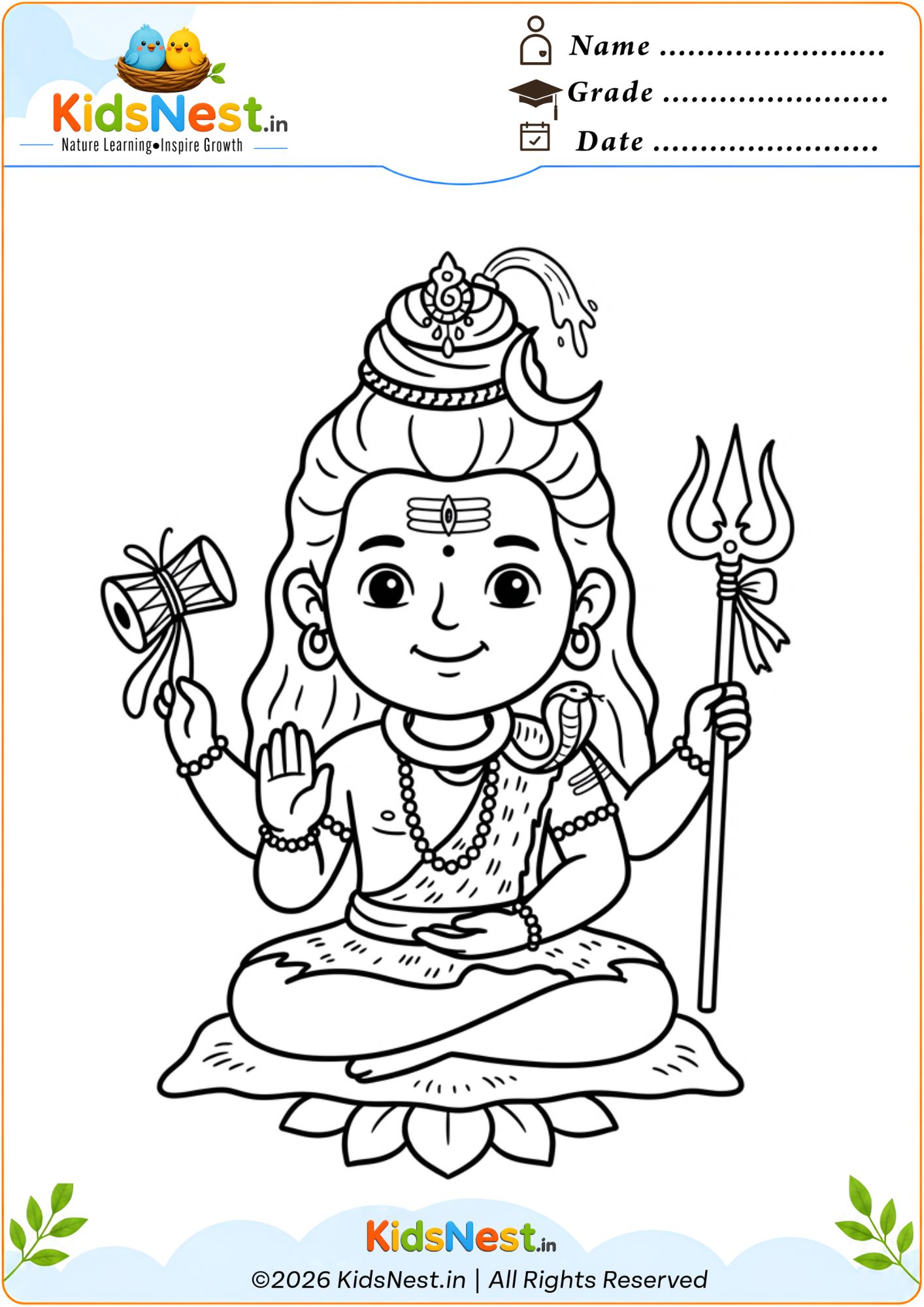 Printable Lord Shiva Colouring Page for Kids | Educational Art