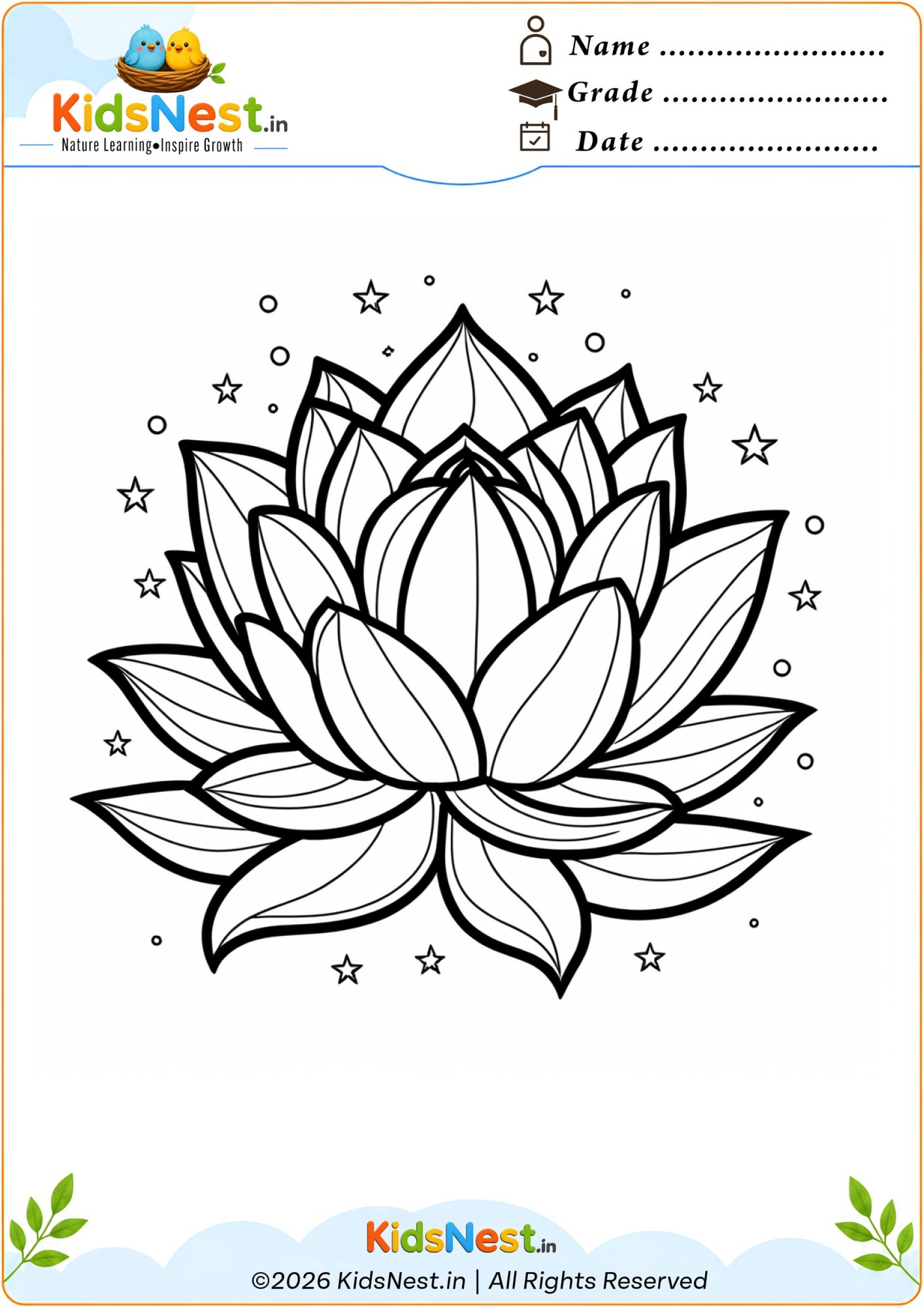 Lotus Flower Coloring Page | Free Printable for Kids