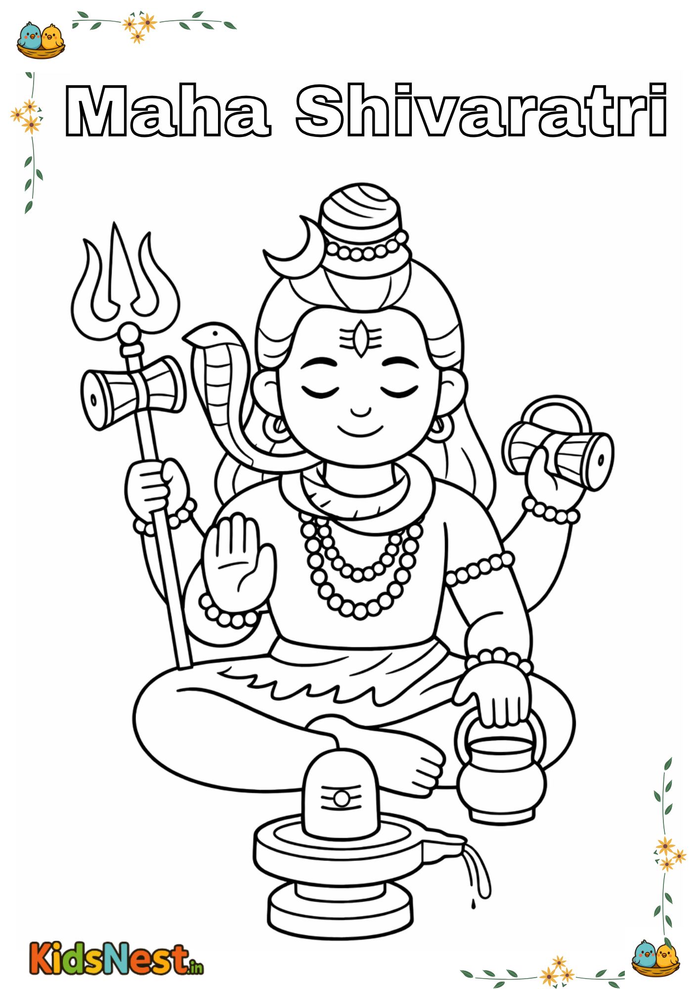Maha Shivaratri Coloring Page for Kids | Printable Activity