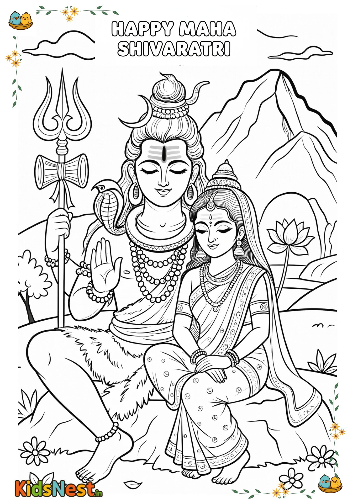 Maha Shivaratri Colouring Page | Kids Printable Activity