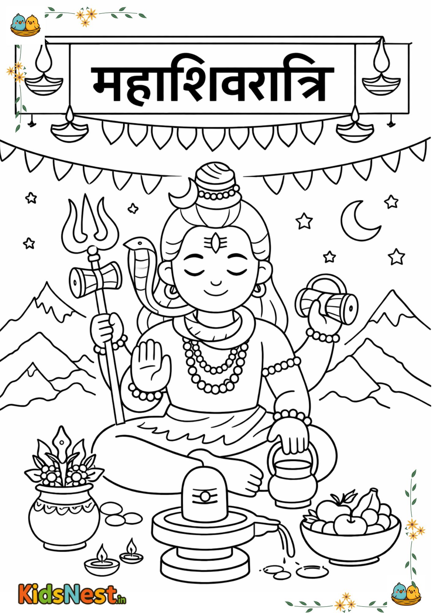 Maha Shivaratri Coloring Page for Kids | Free Printable