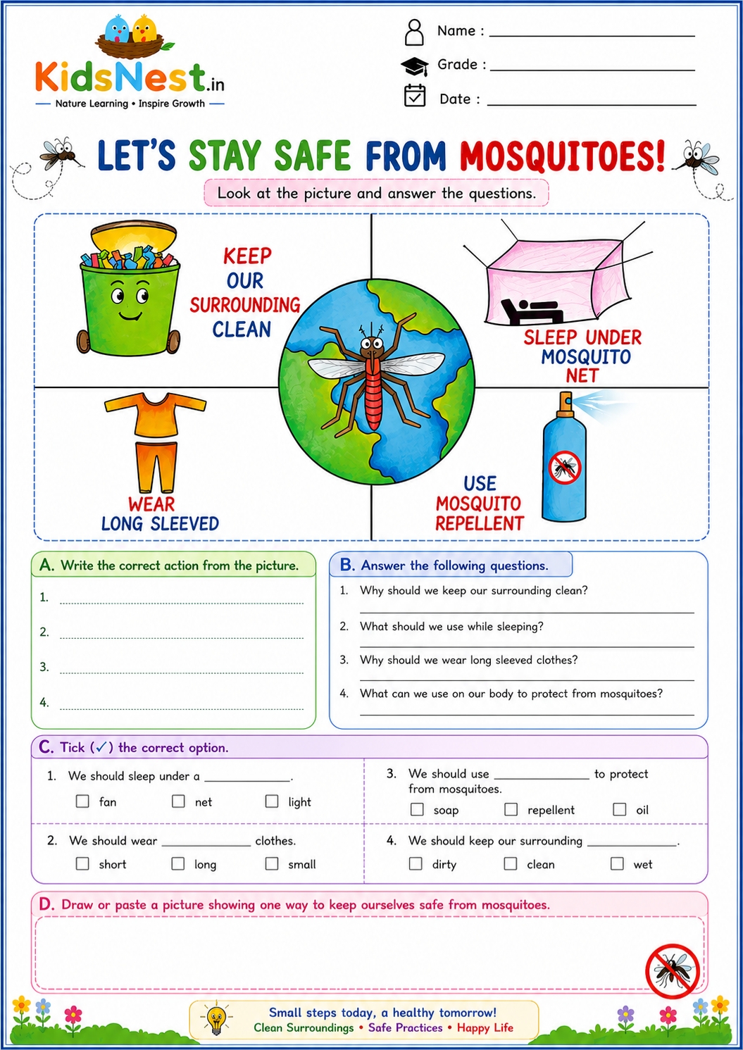 World Malaria Day: Kids Prevention & Safety Worksheet