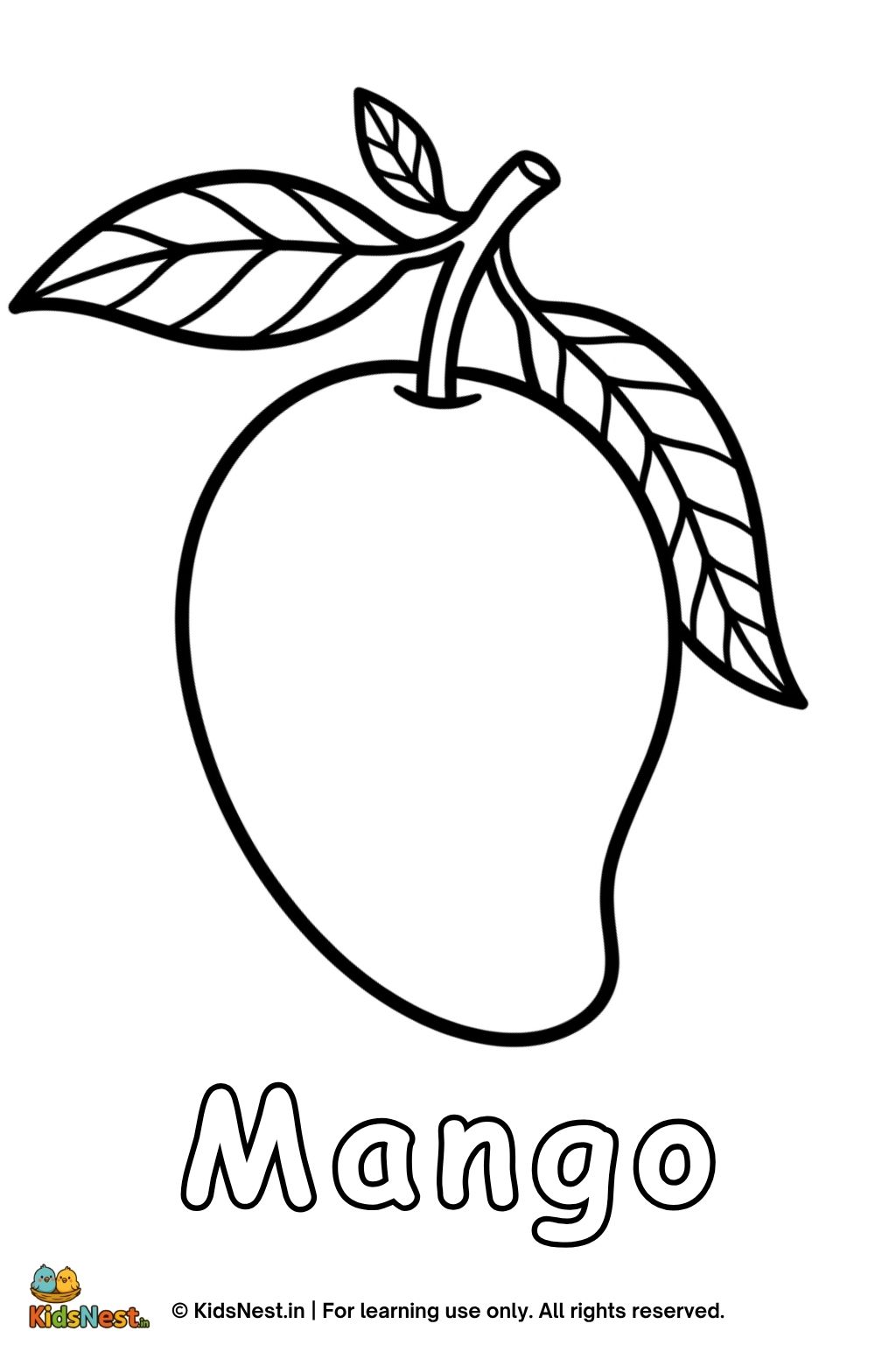 Printable Mango Coloring Page for Kids | Free Activity