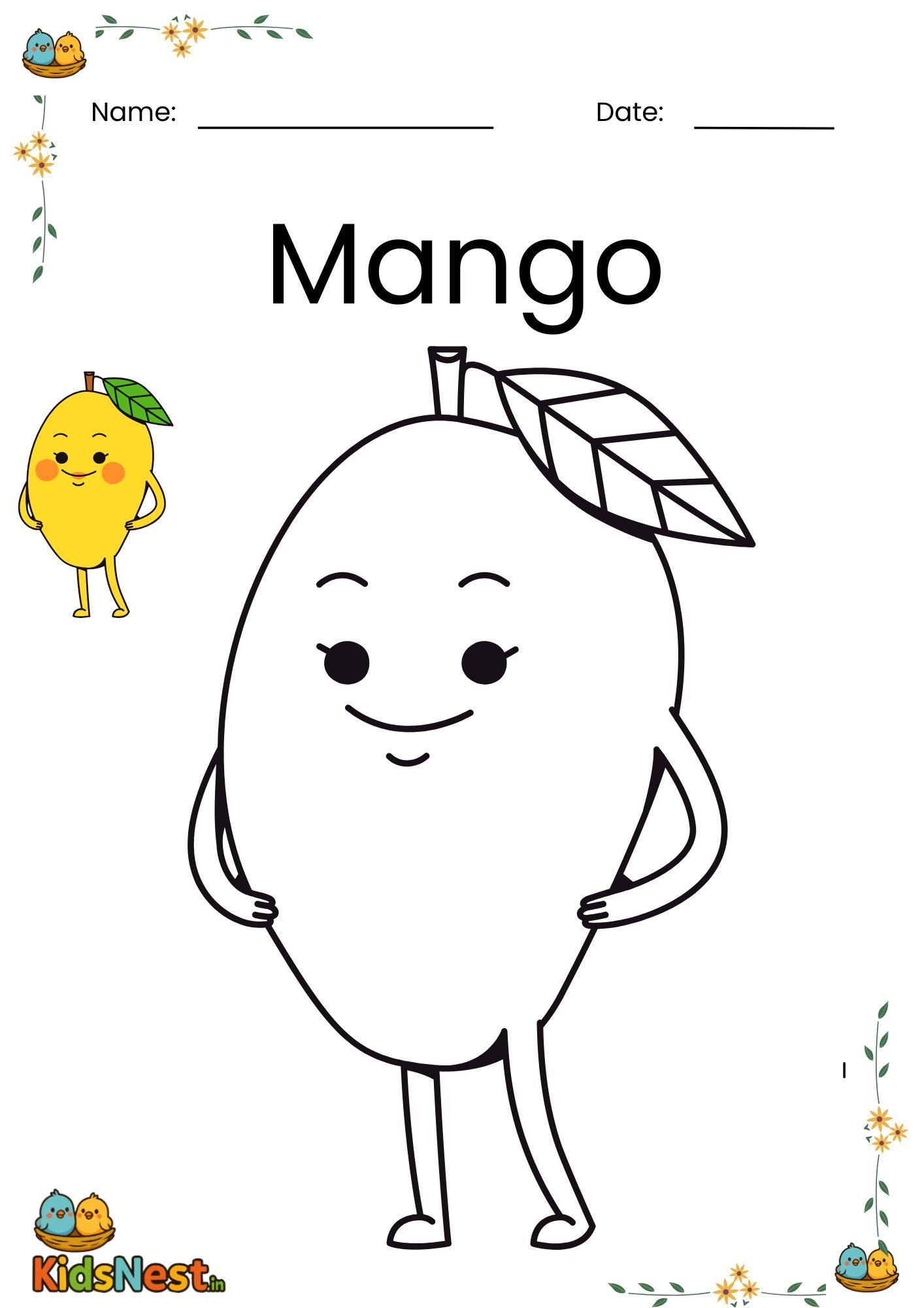 Mango Coloring Page for Kids - Free Printable Activity