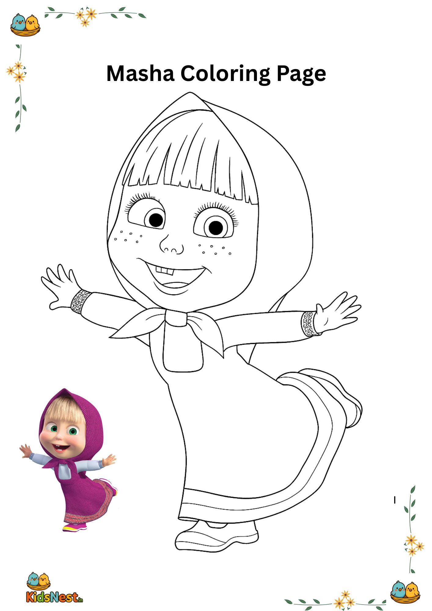 Free Masha Coloring Pages: Printable Kids Activities