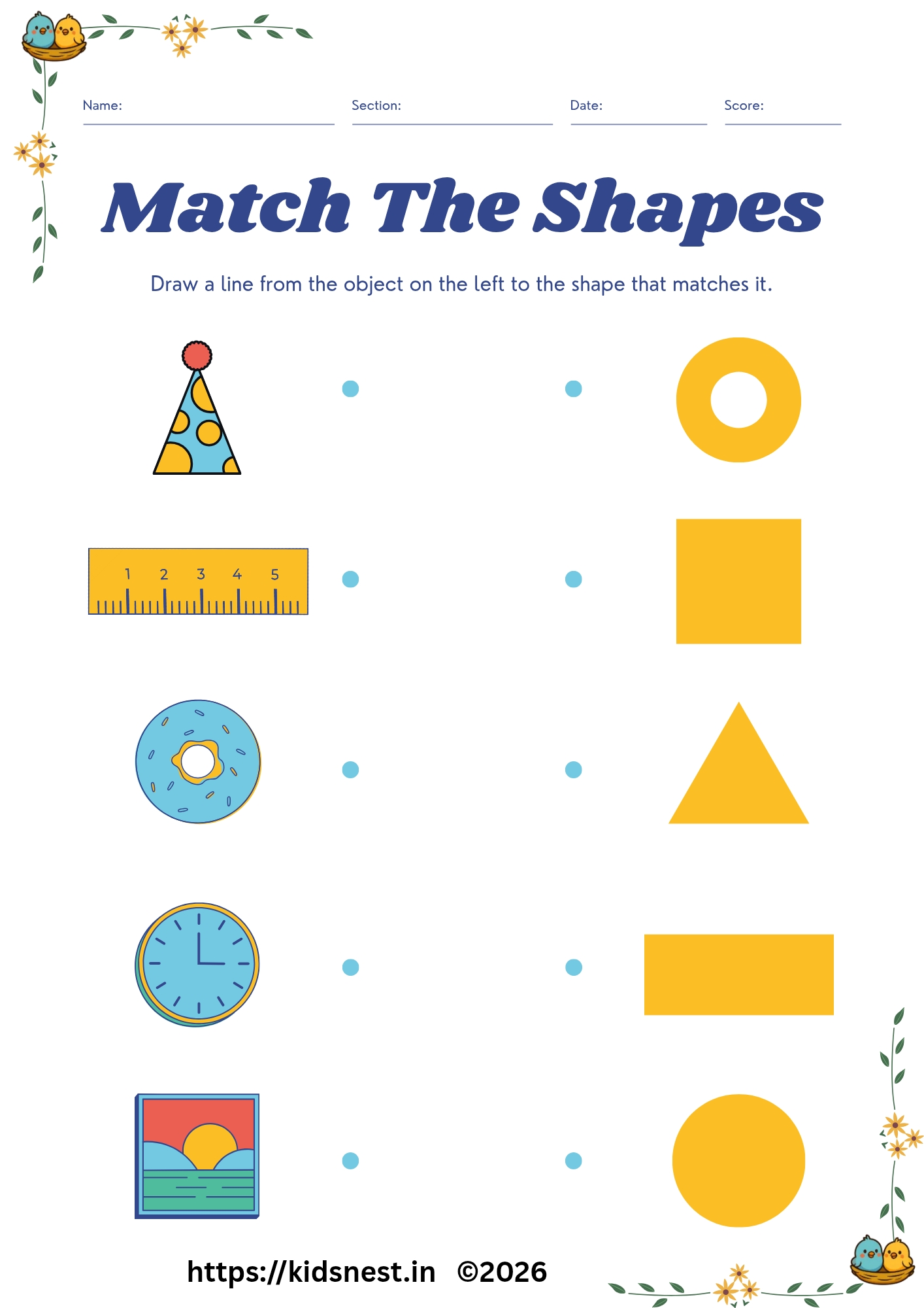 Match the Shapes Worksheet for Kids | Printable Learning PDF