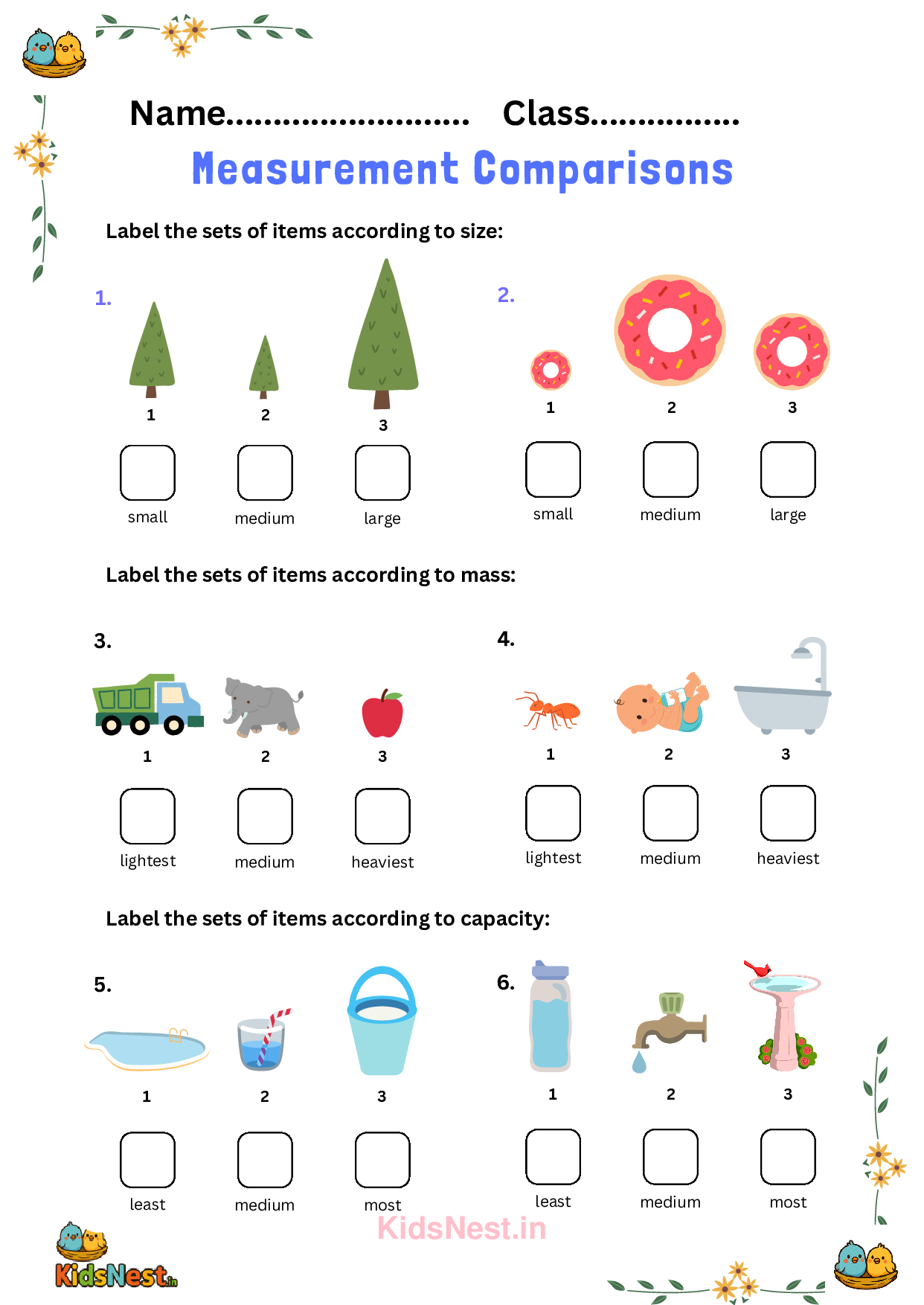 Kids Measurement Comparisons: Printable Worksheets & Activities