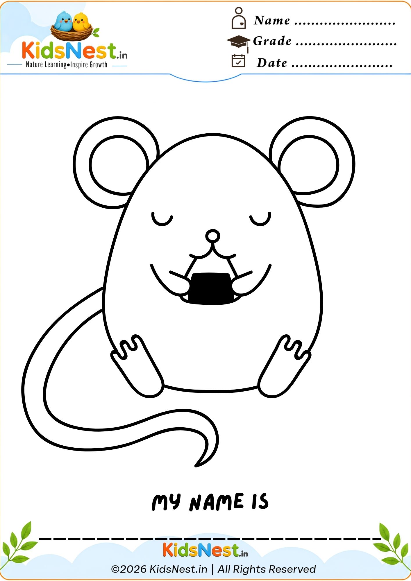 Free Printable Mouse Coloring Worksheet for Kids | Fun Learning