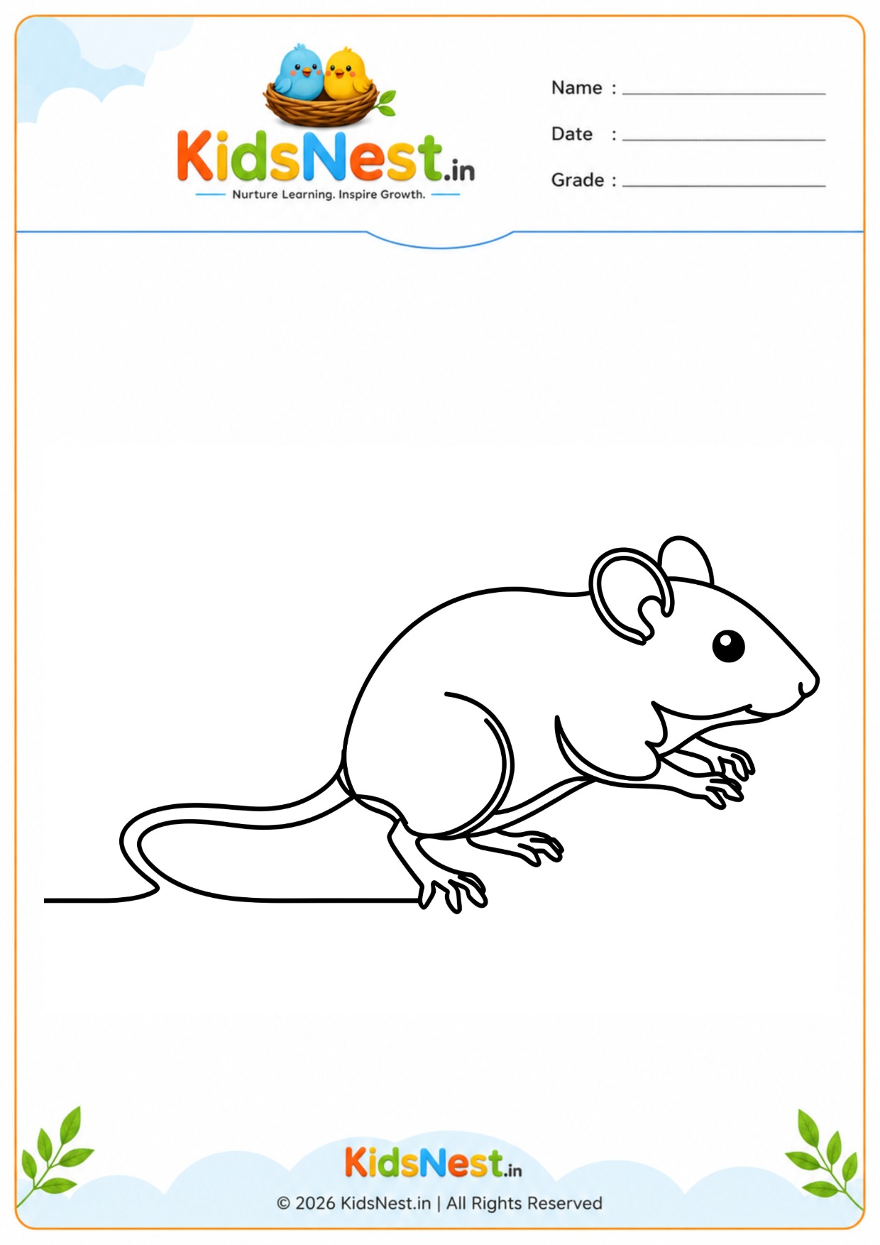 Free Printable Mouse Coloring Worksheet for Kids | Fun Activity