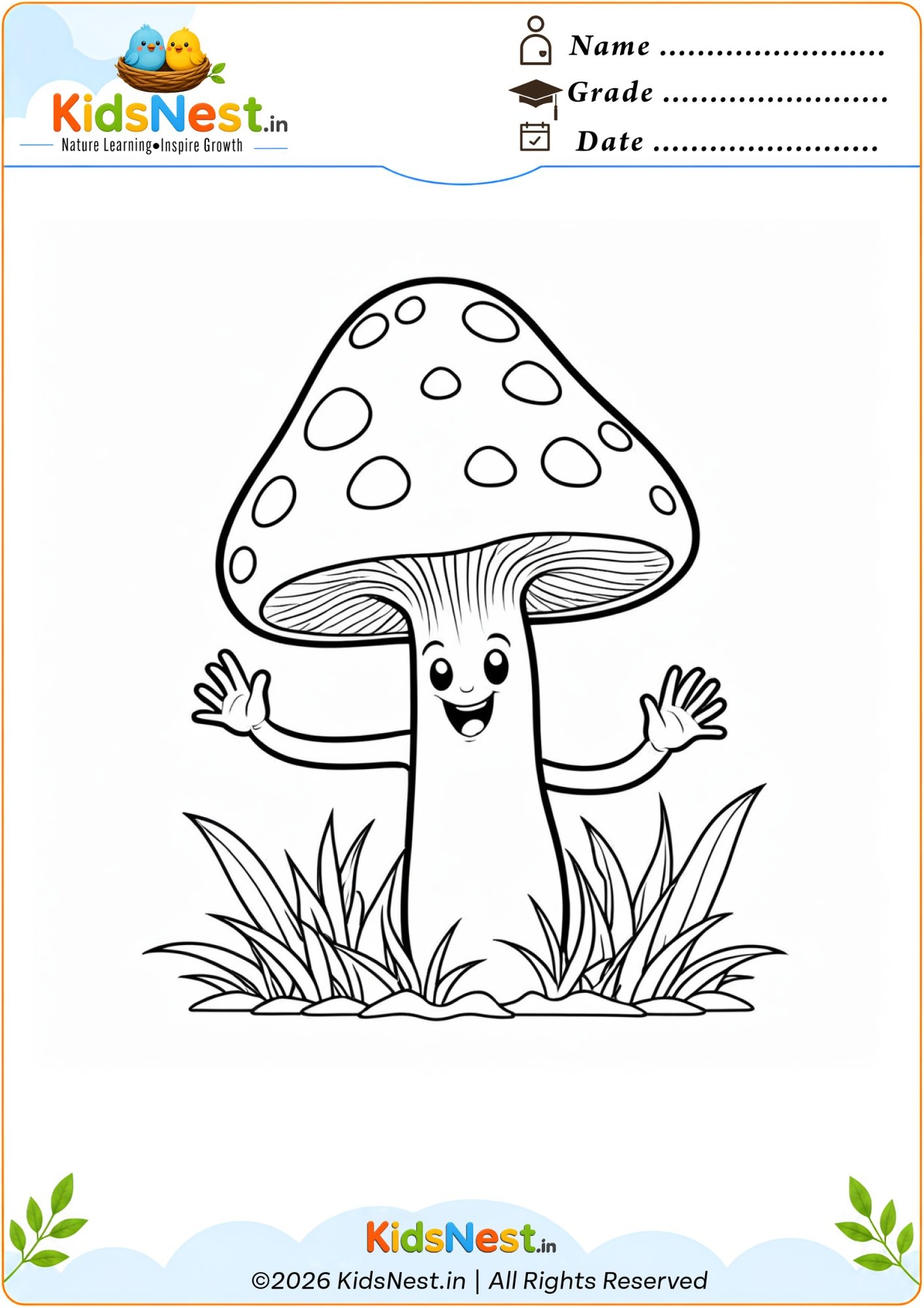 Free Mushroom Coloring Page for Kids | Printable Activity