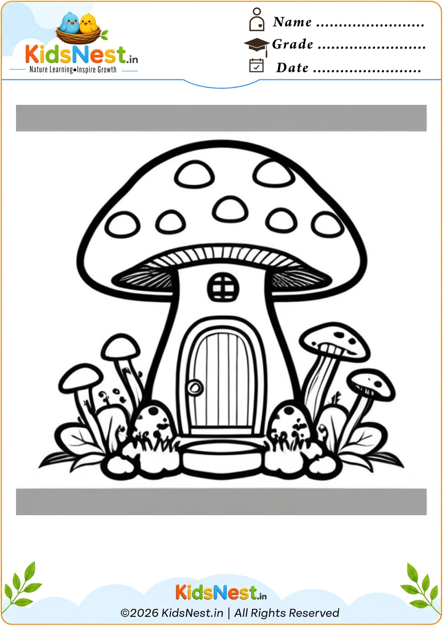 Free Mushroom House Coloring Page for Kids | Printable PDF