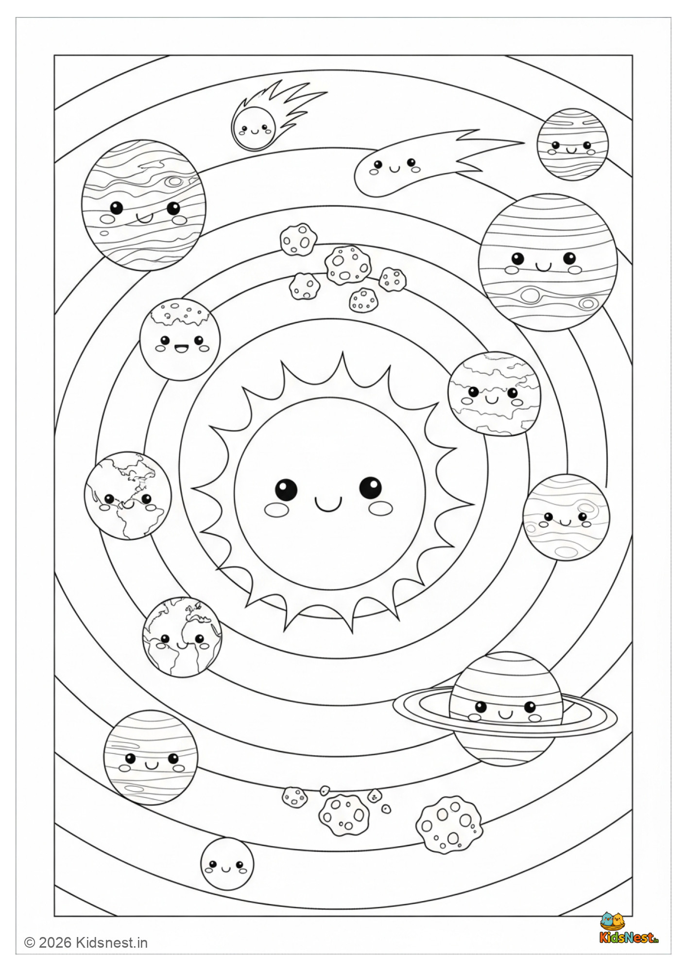 My Solar System Map: Free Printable Coloring Page for Kids