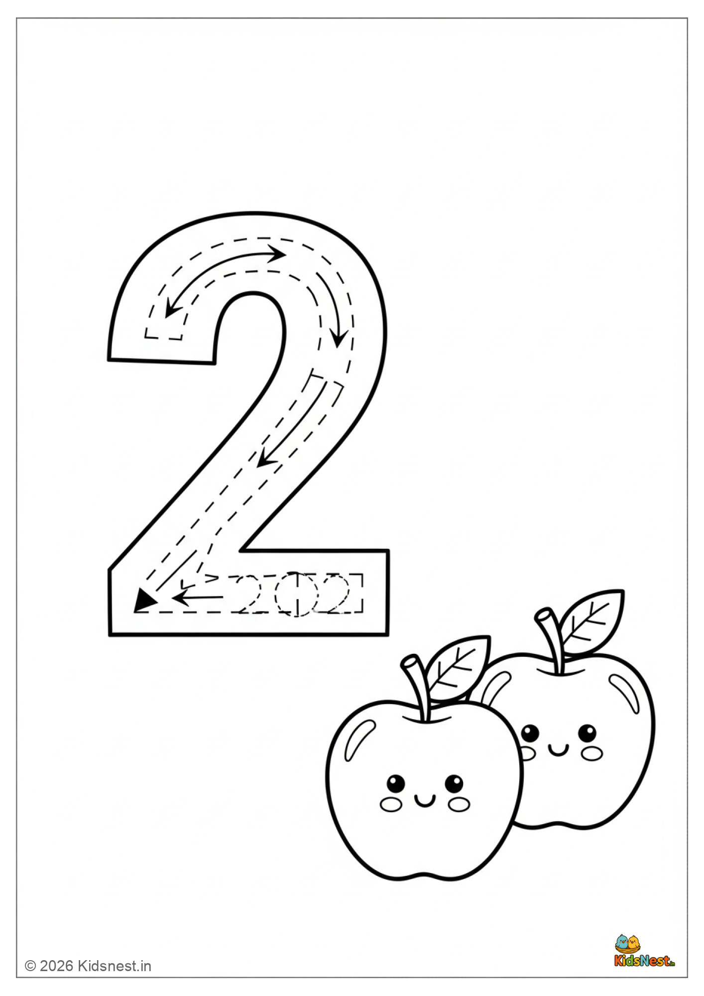 Number 2 Tracing Worksheet for Preschoolers | Free Printable