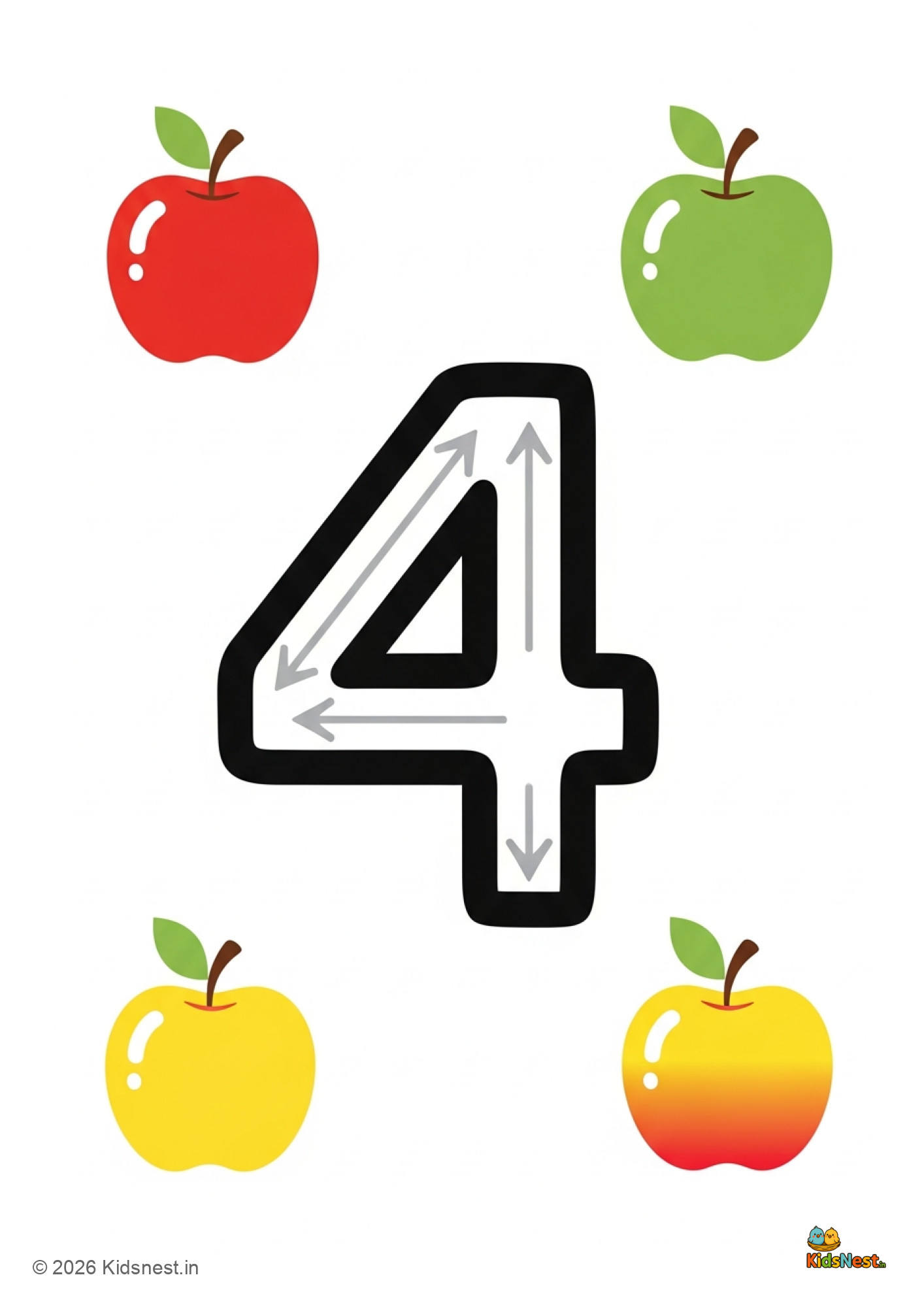Number 4 Tracing Worksheet for Preschoolers | Free Printable