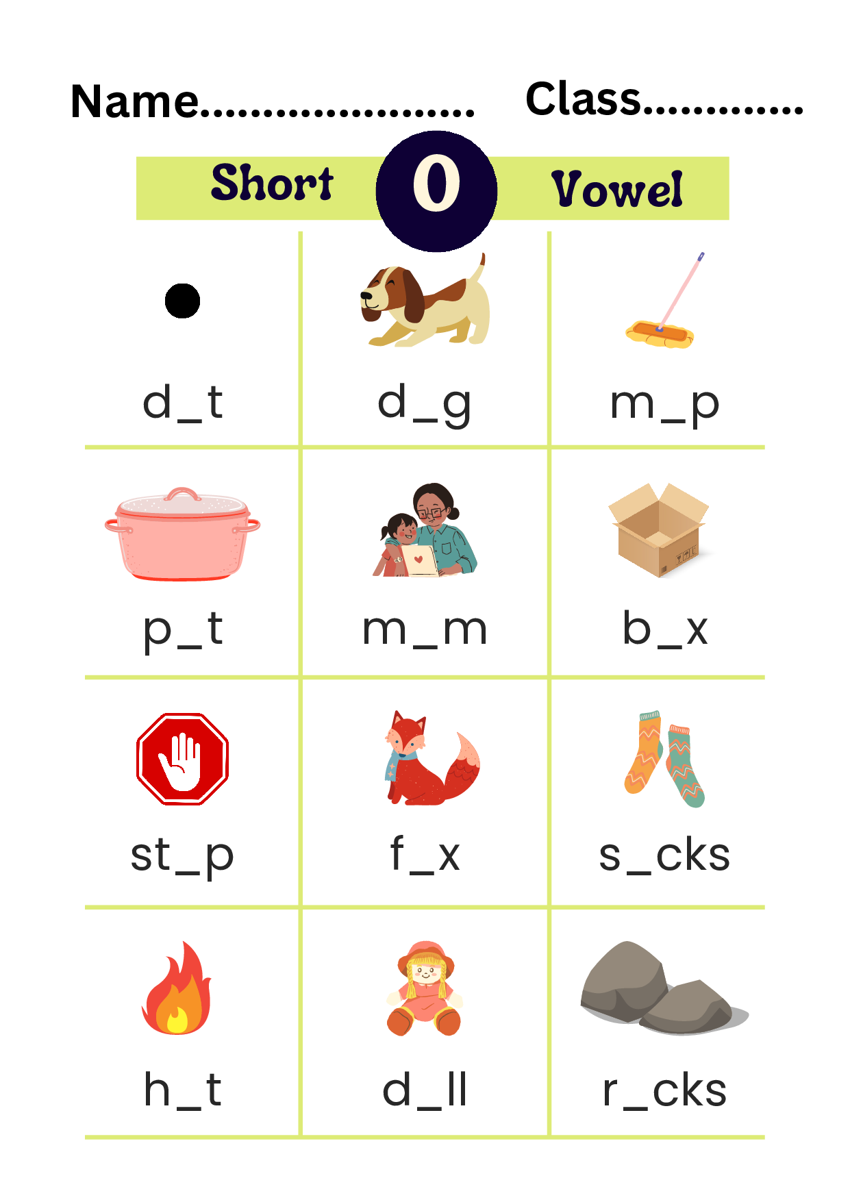 Printable 'O' Vowel Worksheet | Kids Phonics Activity