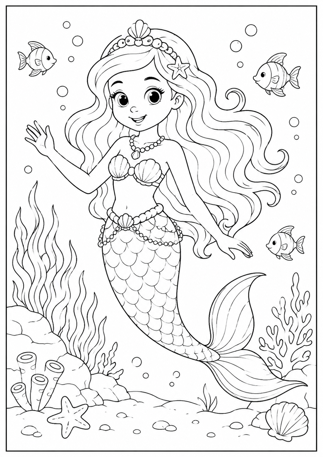 Ocean Princess Coloring Sheet | Free Printable for Kids