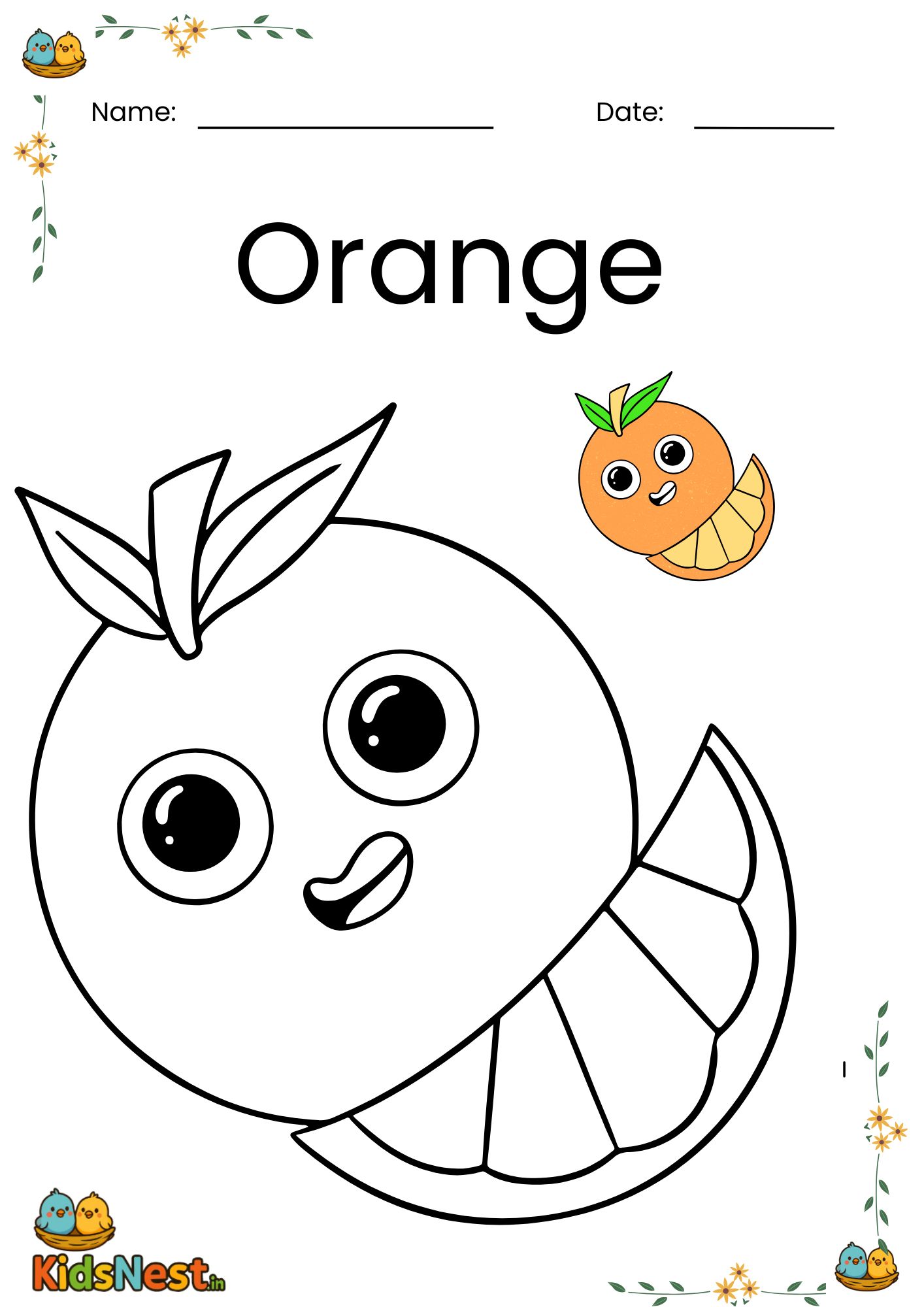 Free Printable Orange Coloring Page for Kids & Toddlers